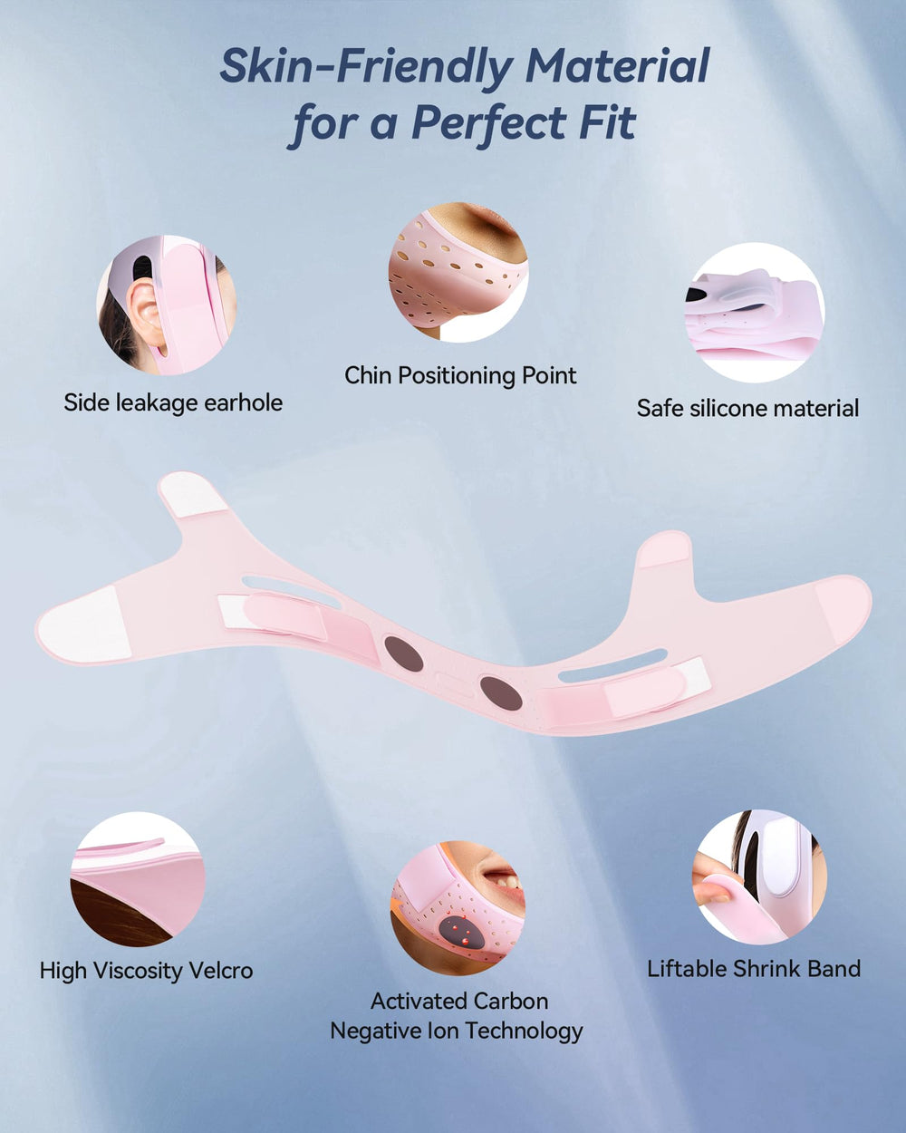 JUSMORE V-Line Sculpting Mask skin-safe silicone supports gentle contact with skin