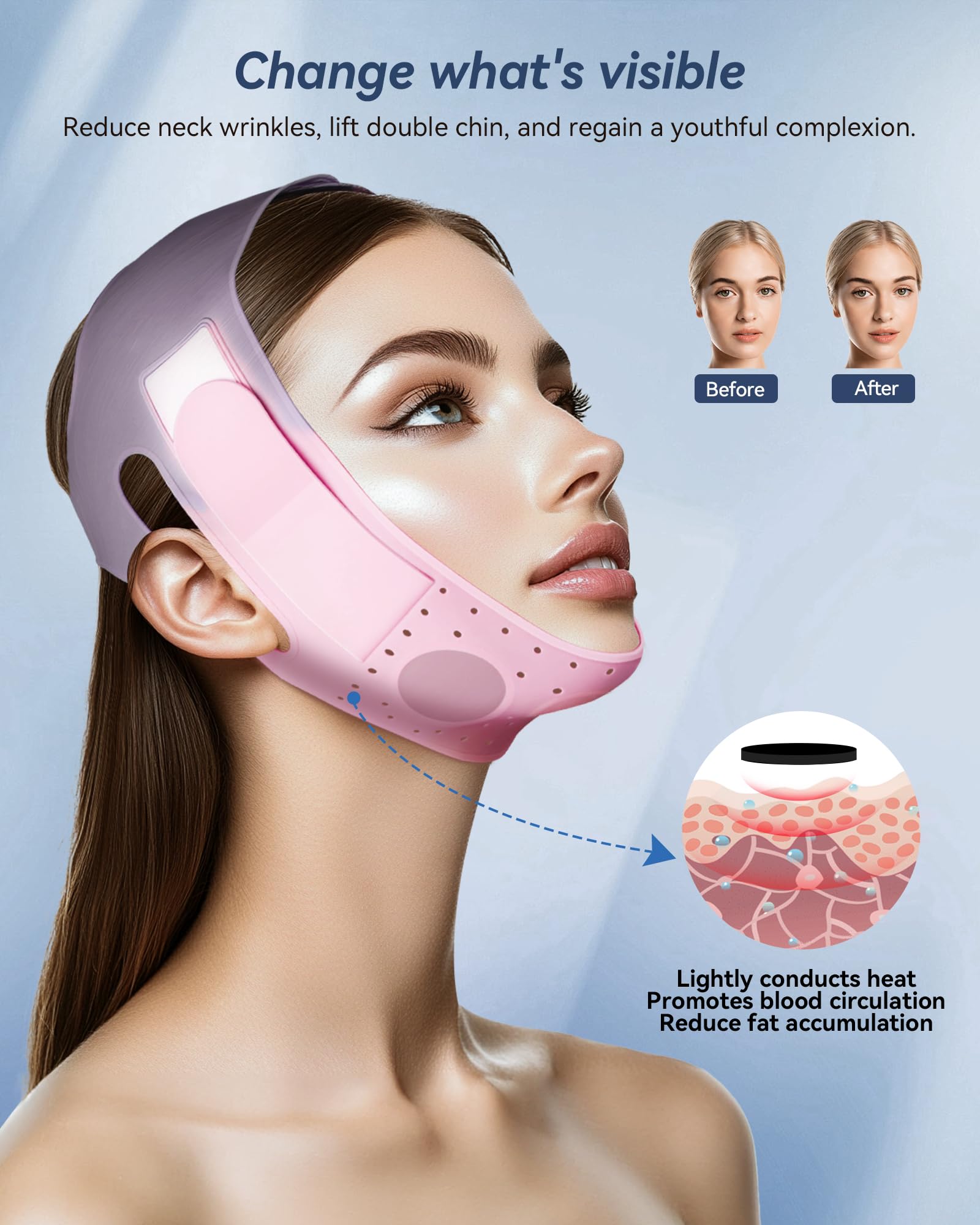 JUSMORE V-Line Sculpting Mask on face demonstrates potential jawline definition with regular wear