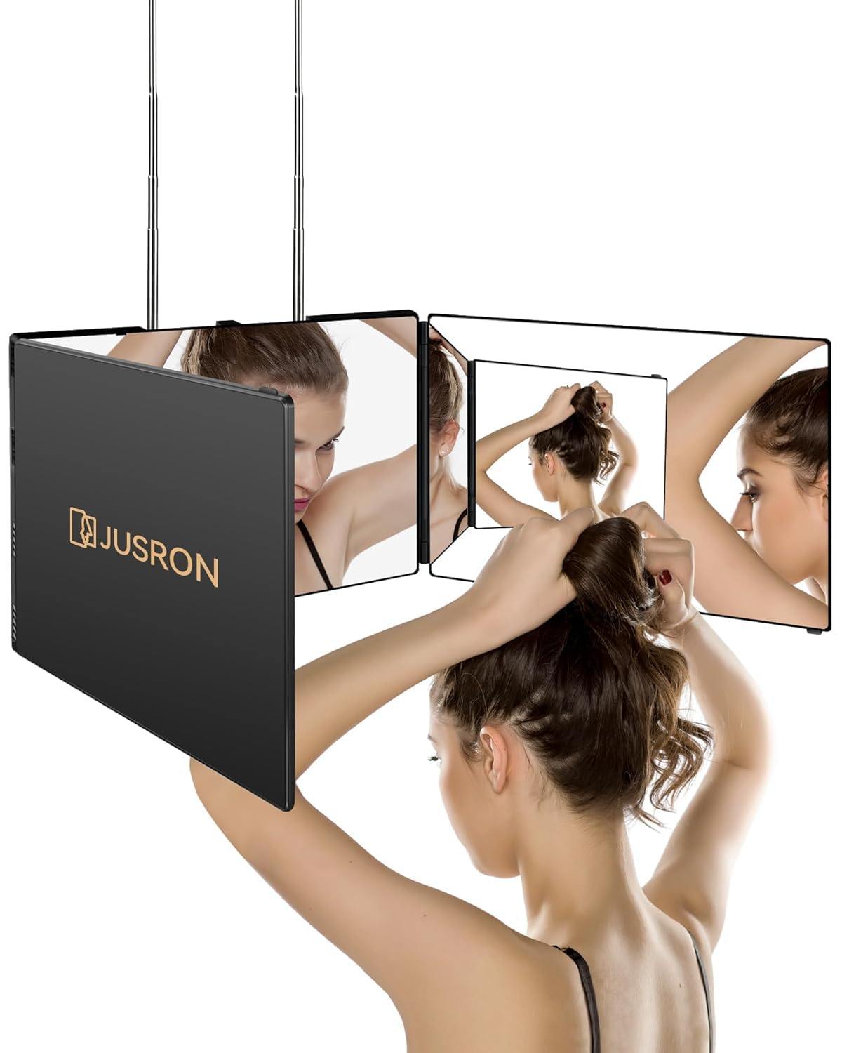 JUSRON 360° mirror front view for precise DIY haircuts and styling