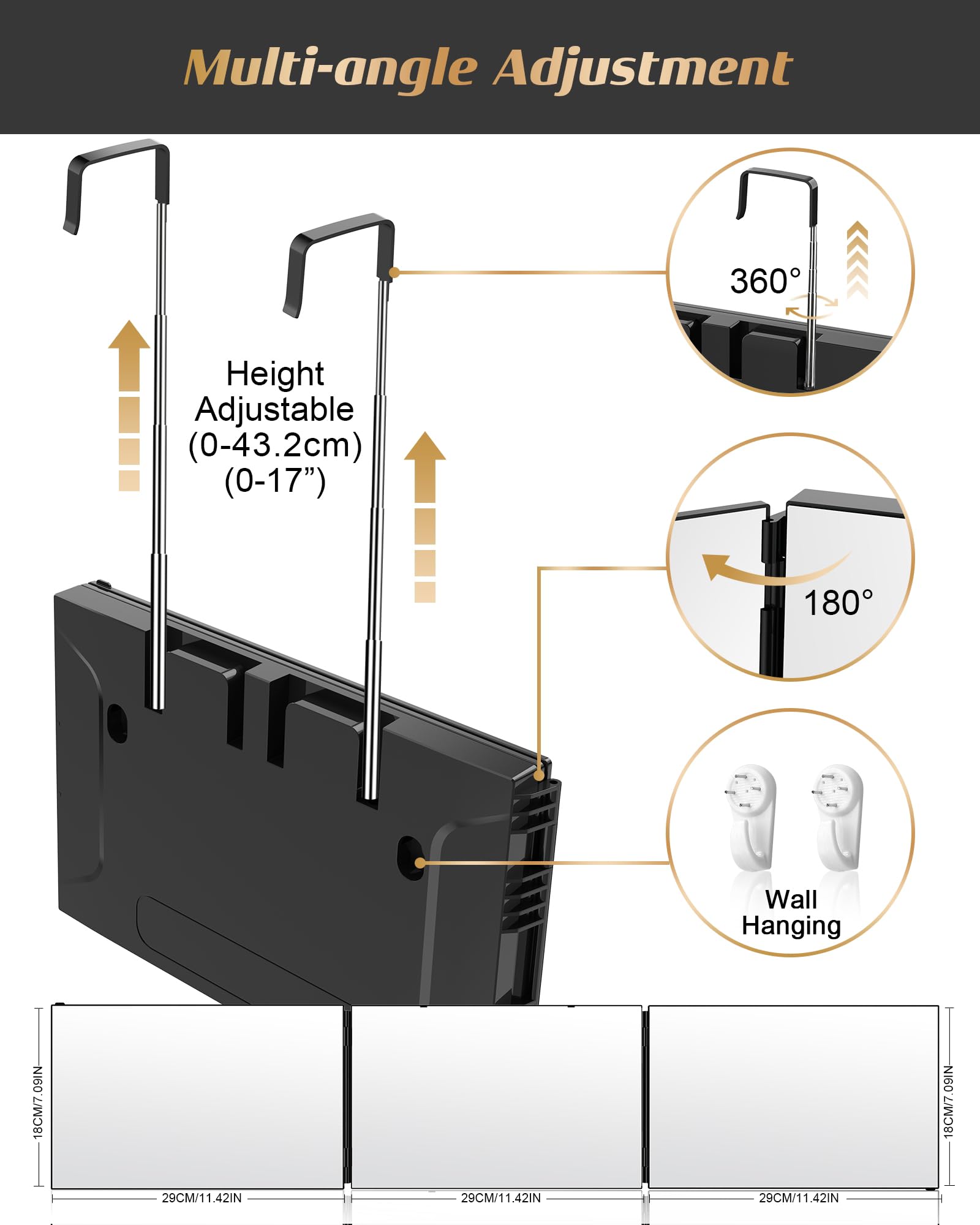 JUSRON 360° mirror side view for full head-angle checks during styling