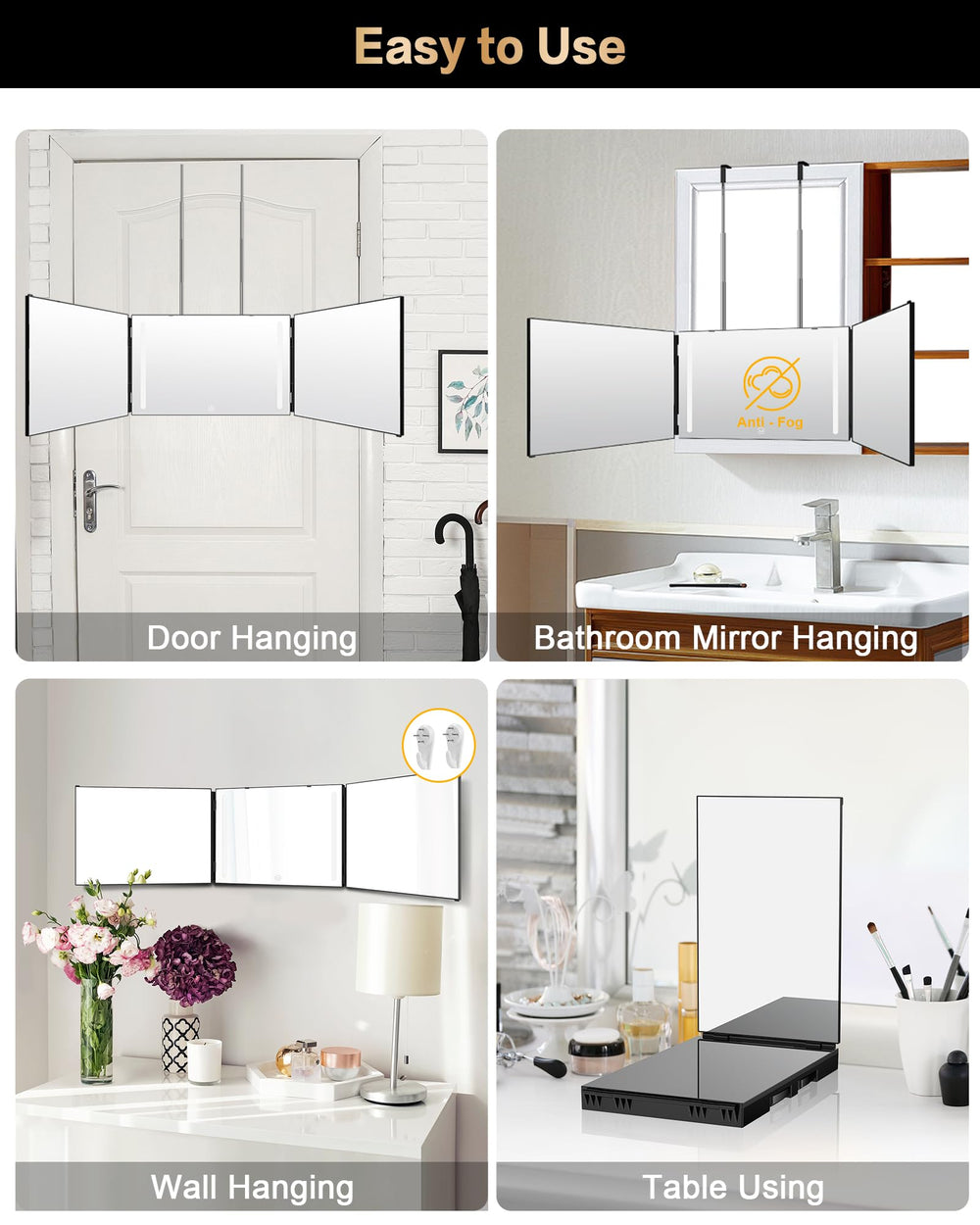 JUSRON wall-hanging mount offers space-saving placement.