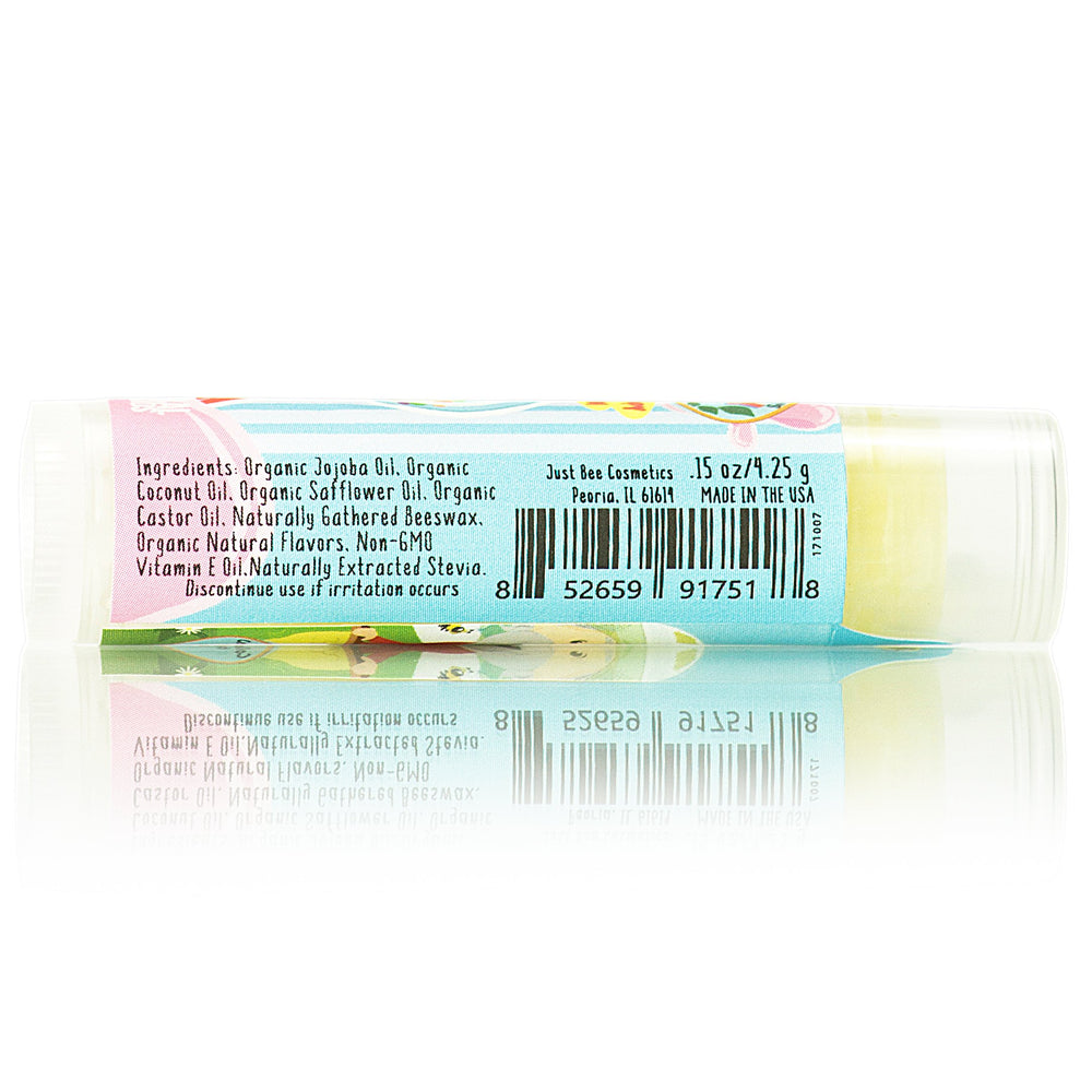 Just Bee Lappy Lips Wiggly Giggly Grape shows fun flavor with hydrating lip care for kids.