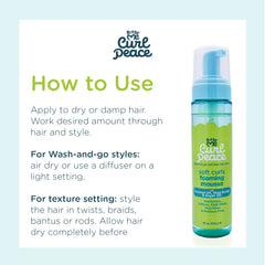 Just For Me Curl Peace Foaming Mousse curl-definition result on styled hair.