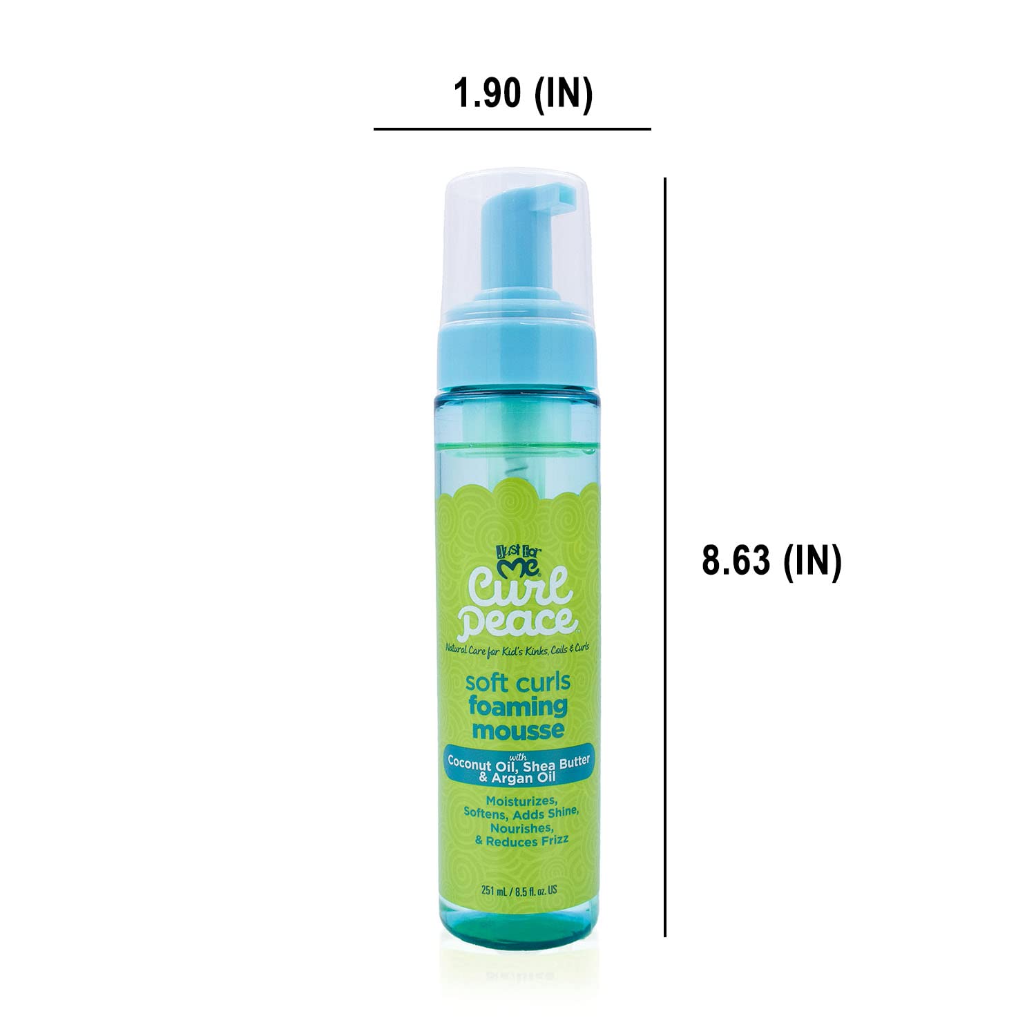 Just For Me Curl Peace Foaming Mousse frizz-control supports smooth, manageable curls.