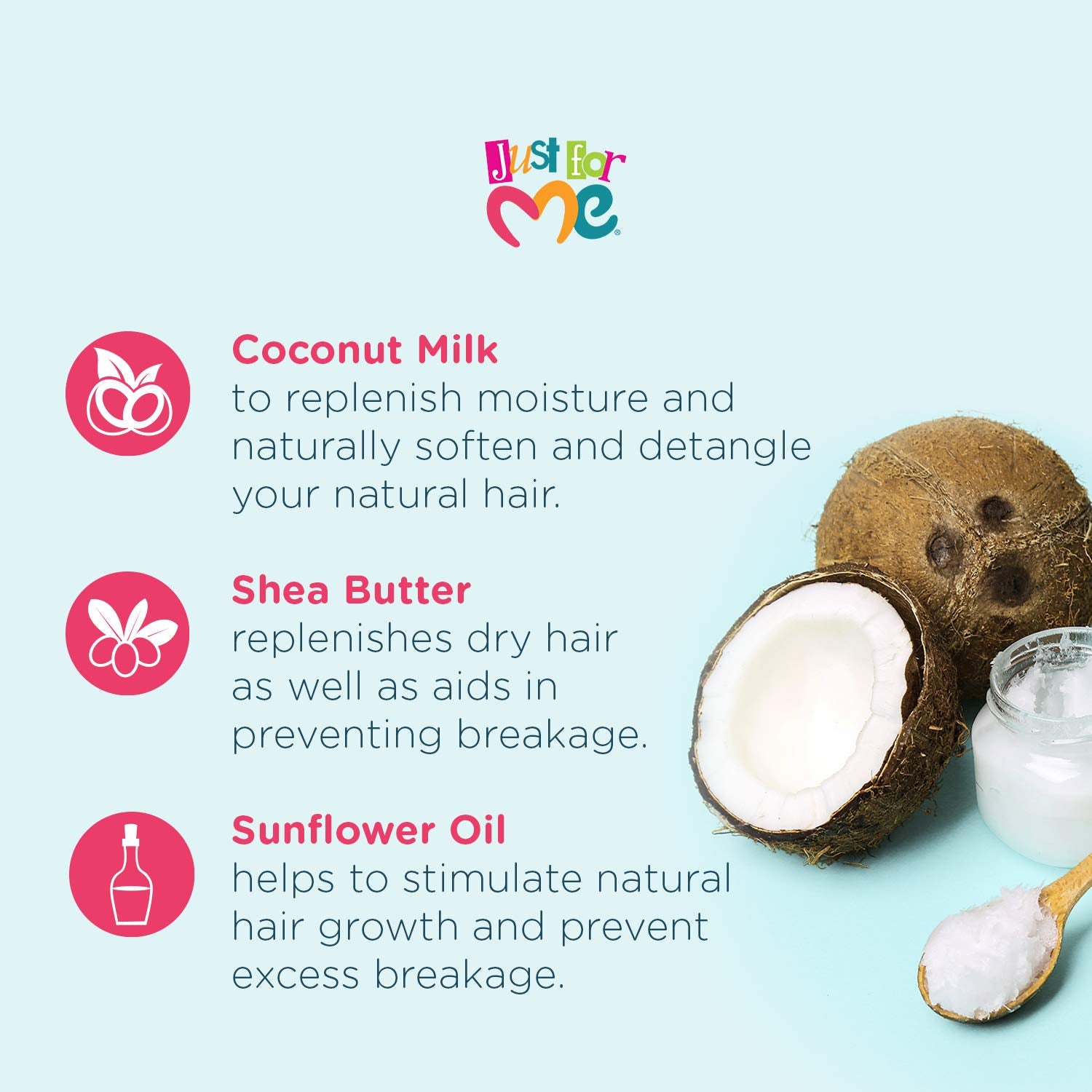Just For Me Natural Hair Milk Curl Smoother texture swirl highlights creamy formula for smooth detangling.