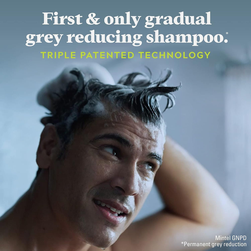 Just for Men Control GX gradual-grey-progress image illustrates subtle shade change over time.