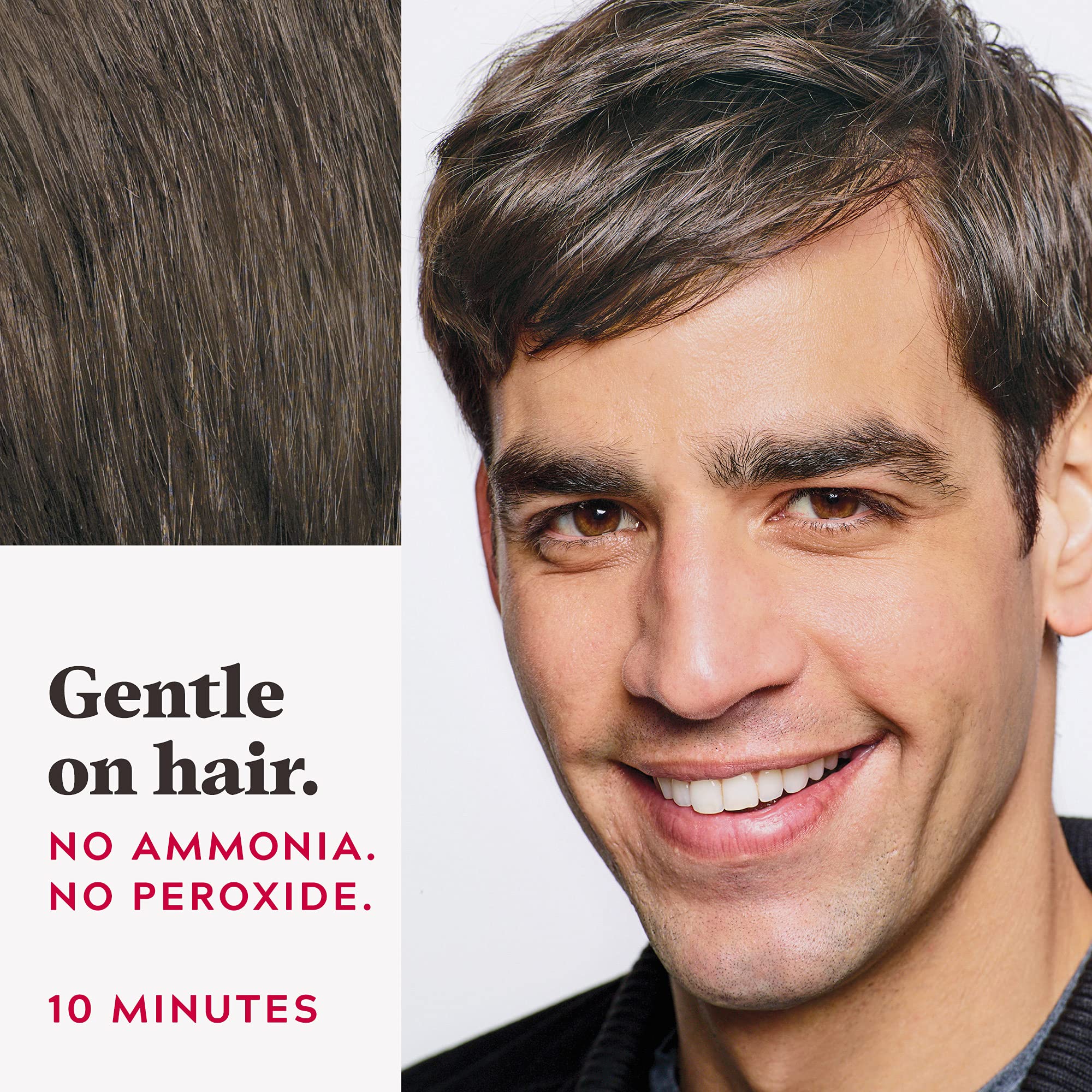 Just For Men Easy Comb-In Color 10-minute timer highlights fast results.