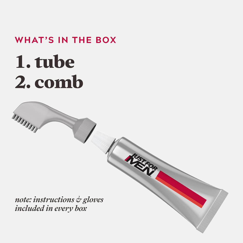 Just For Men Easy Comb-In Color applying on hair shows targeted coverage.