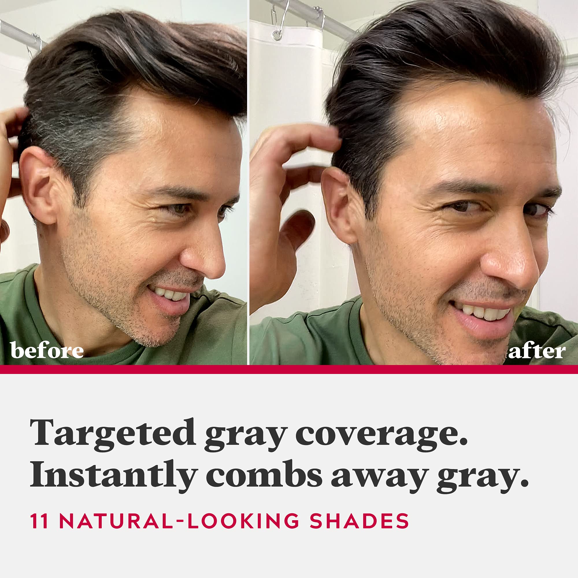 Just For Men Easy Comb-In Color comb applicator close-up enabling precise gray blending.