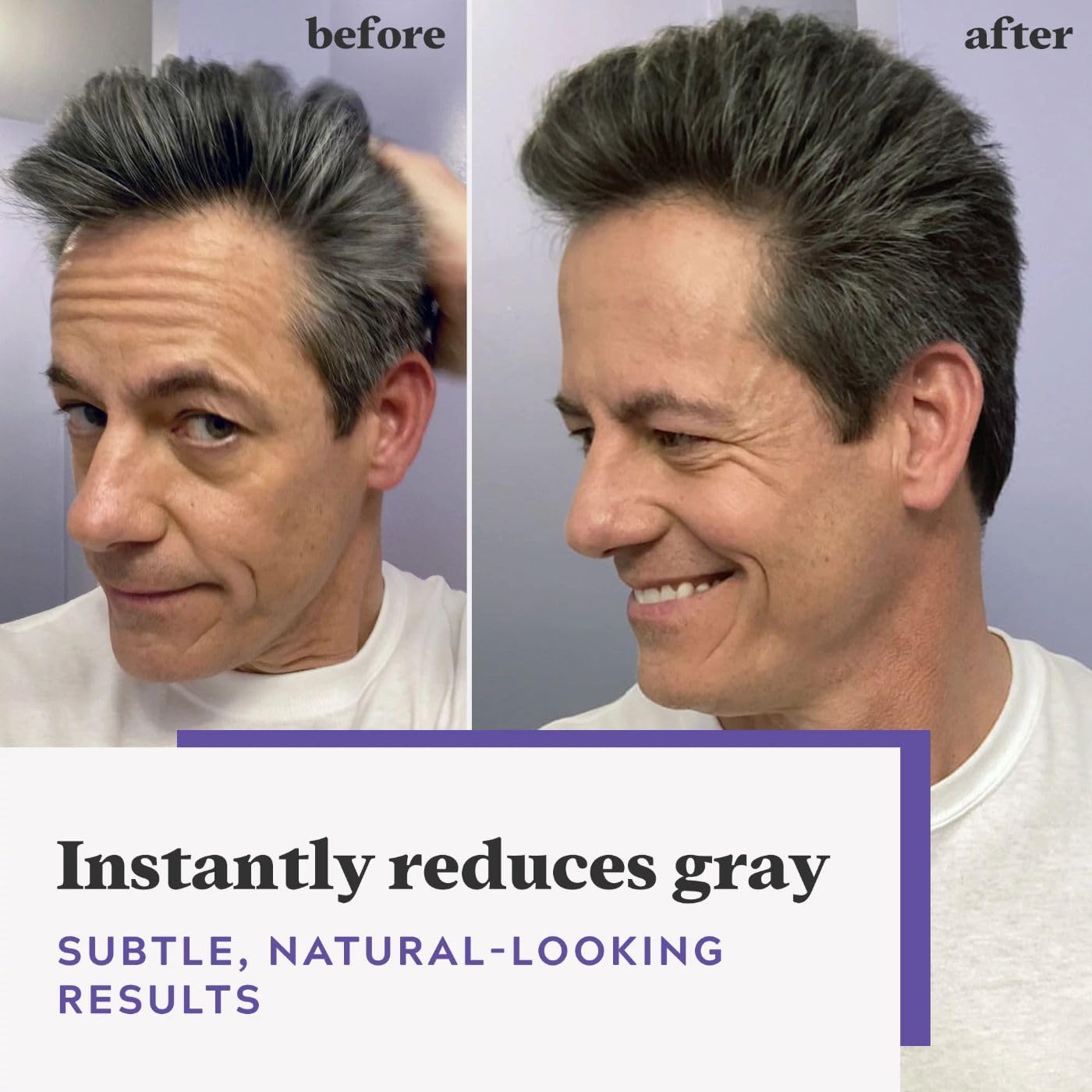 Just For Men Touch of Gray comb applicator demonstrates precise application.