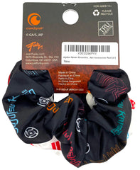 JUST FUNKY Jujutsu Kaisen high red swirl emblem scrunchie adds bold sorcerer-style flair.