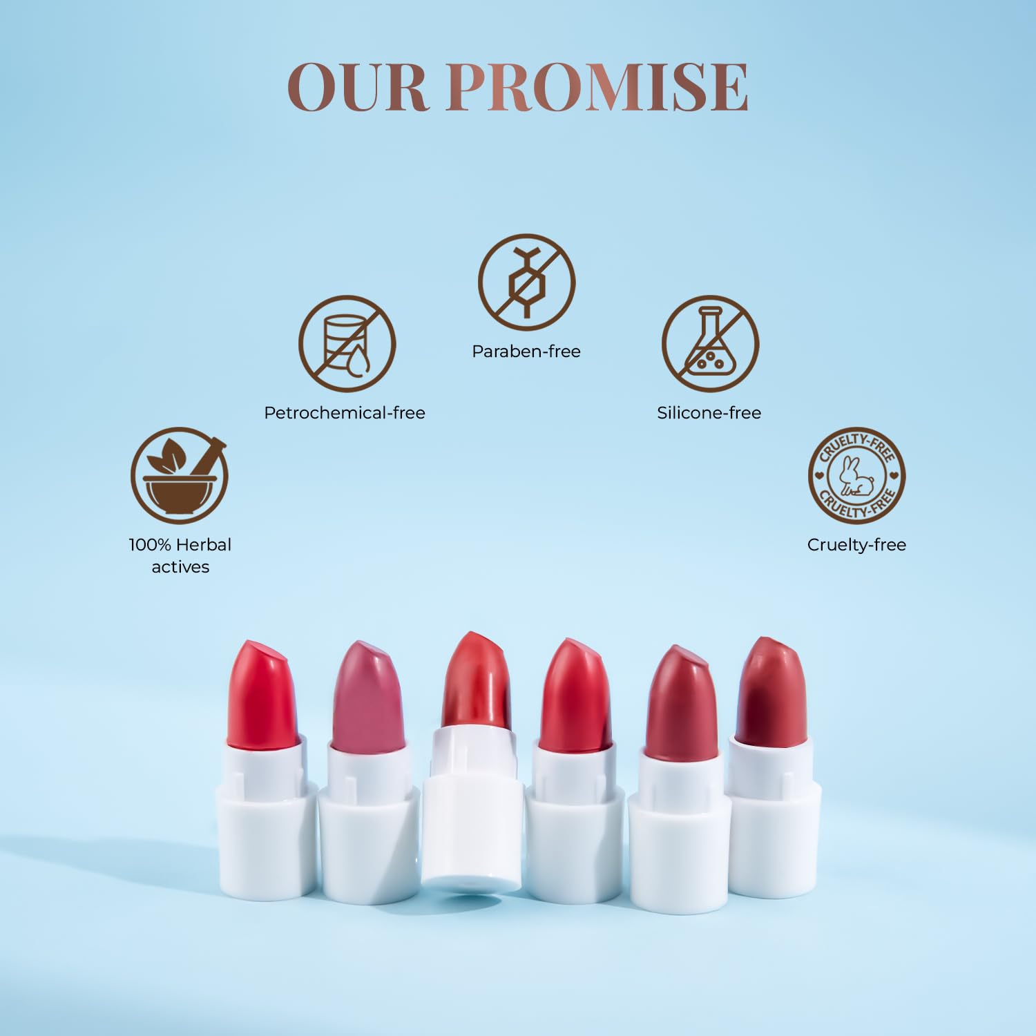 Just Herbs lipstick sampler shades array offers warm and cool tones for multiple looks.