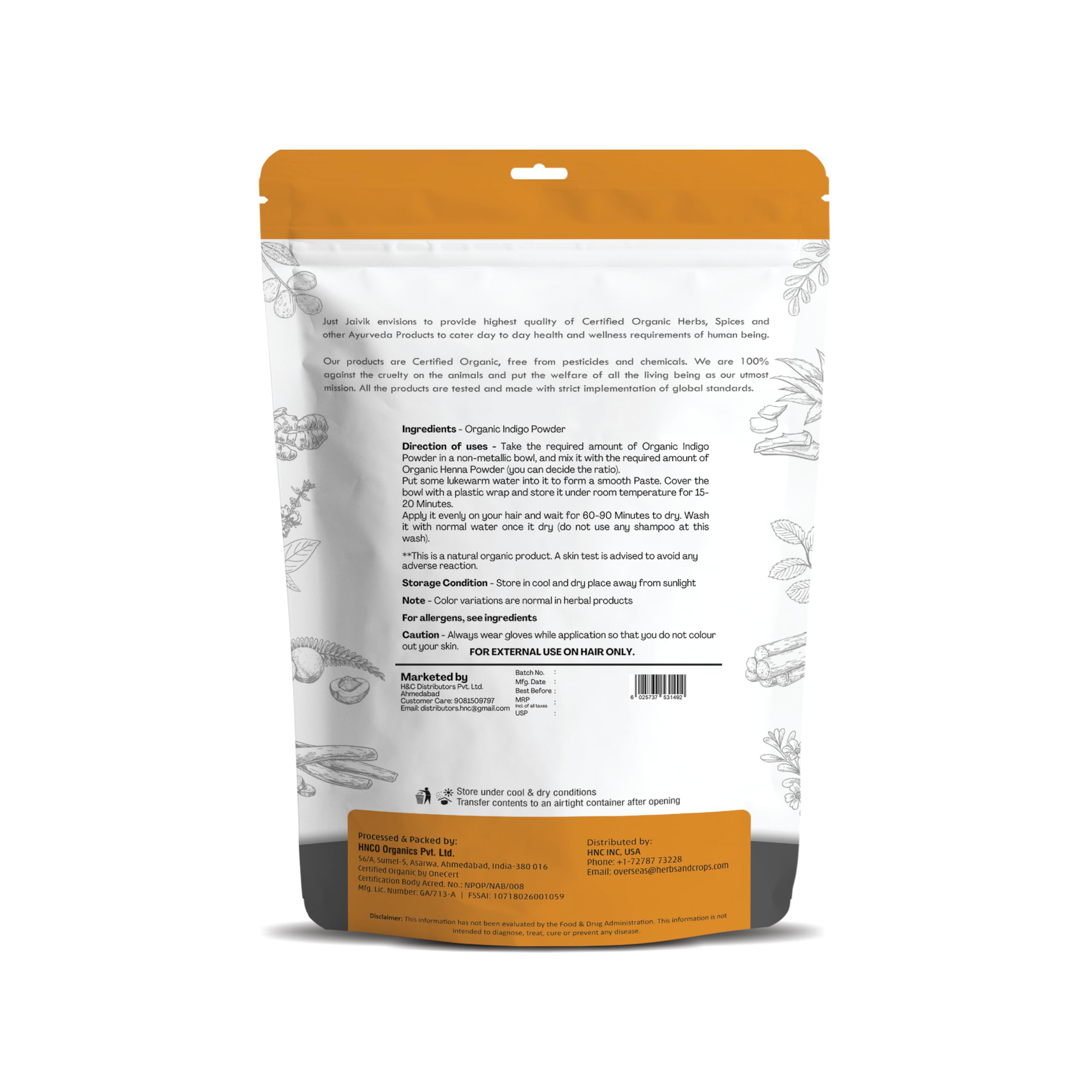 Just Jaivik Indigo Powder indigofera tinctoria pigment demonstrates natural hair dye potential.