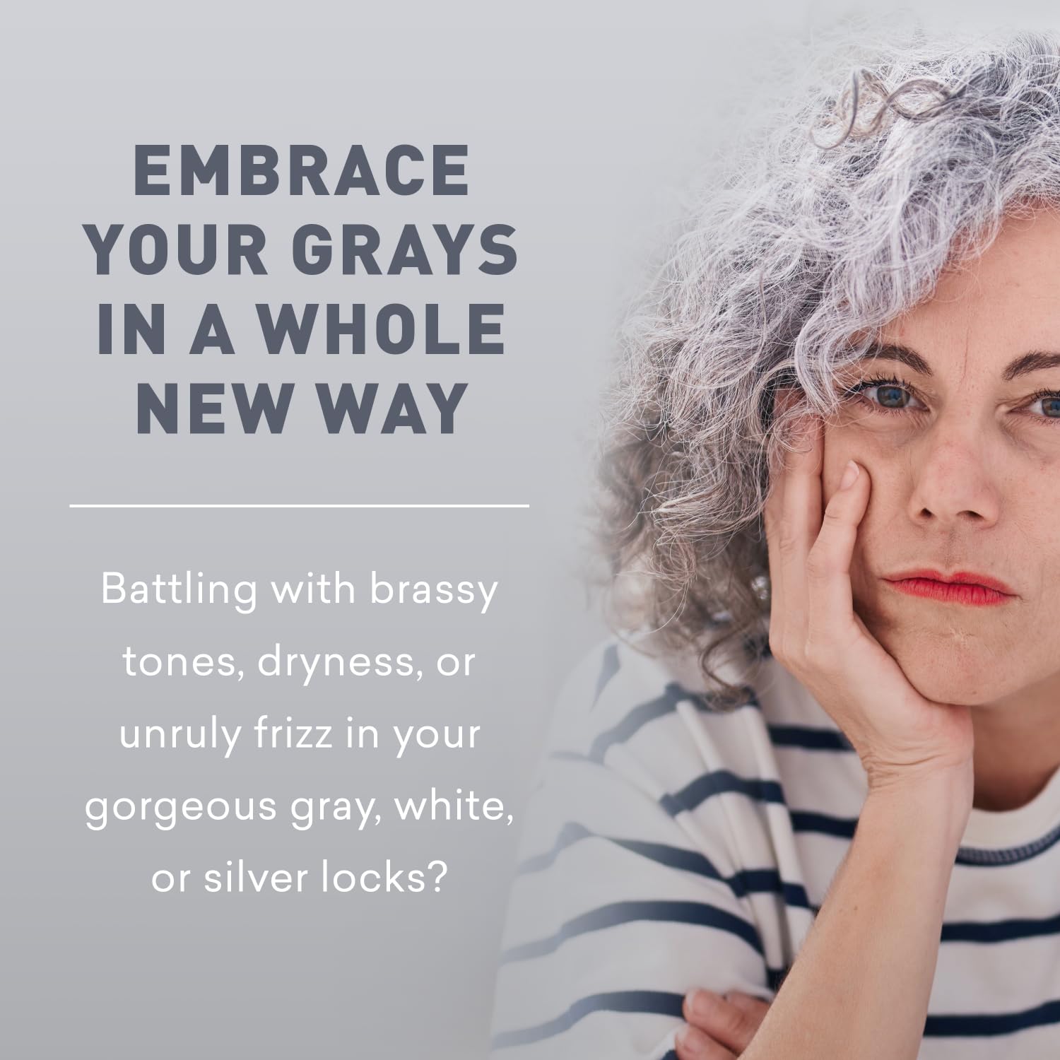 Just Nutritive gray hair conditioner label highlights sulfate-free, gentle care for gray hair.