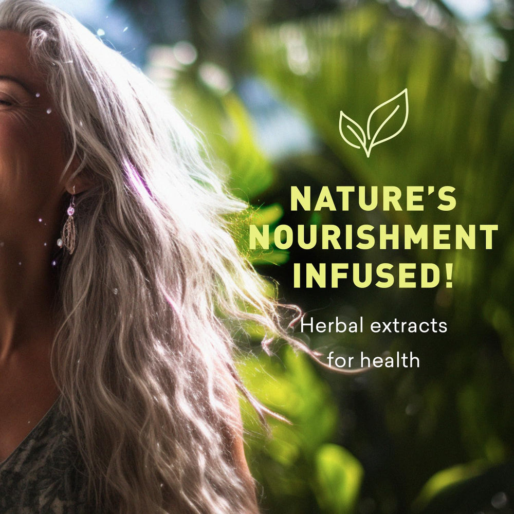 Just Nutritive gray hair shampoo application routine close-up with hands applying lather for daily maintenance.