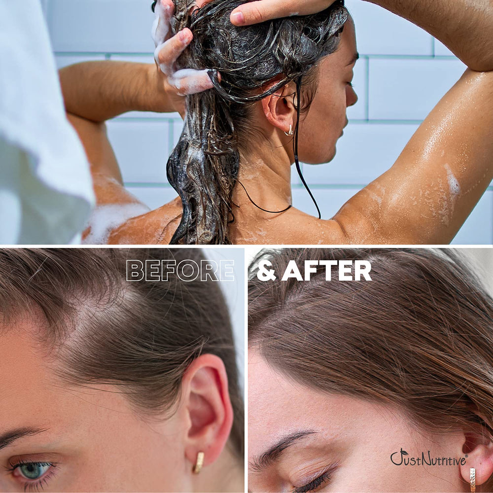 Just Nutritive Hair Loss Shampoo lather closeup highlights cleansing action that supports healthy follicles.