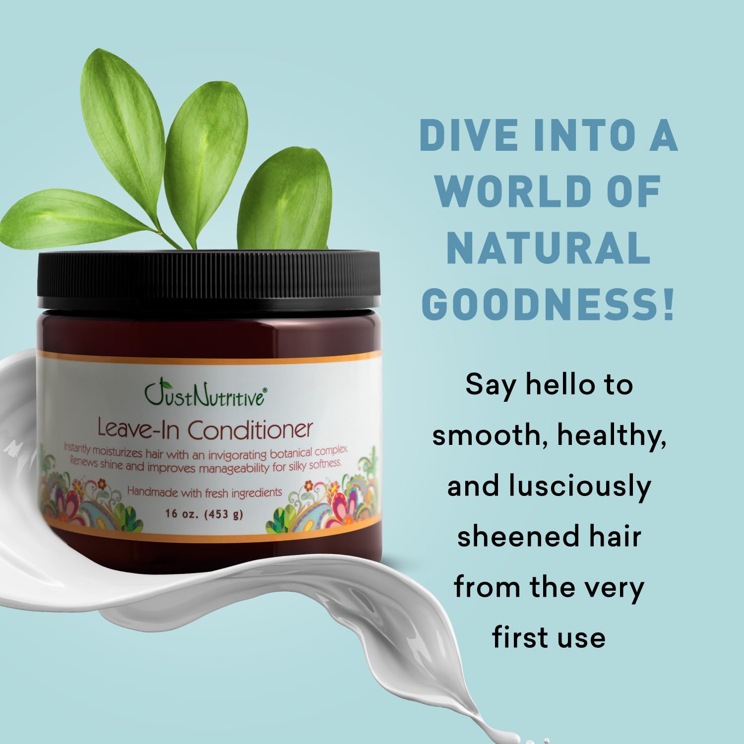 Just Nutritive Leave-In Conditioner applied in hair for easy detangling