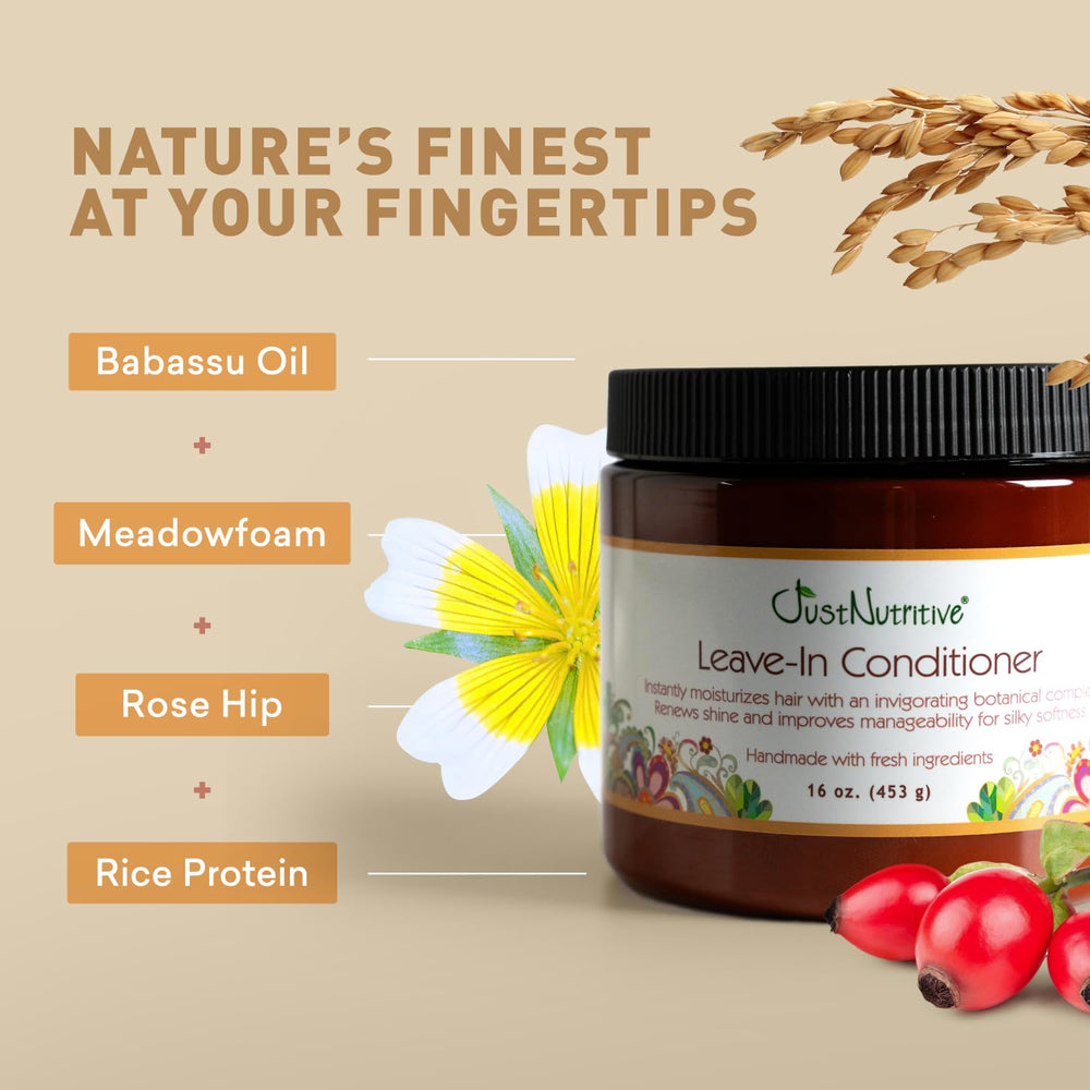Just Nutritive Leave-In Conditioner handmade in USA, cruelty-free formula