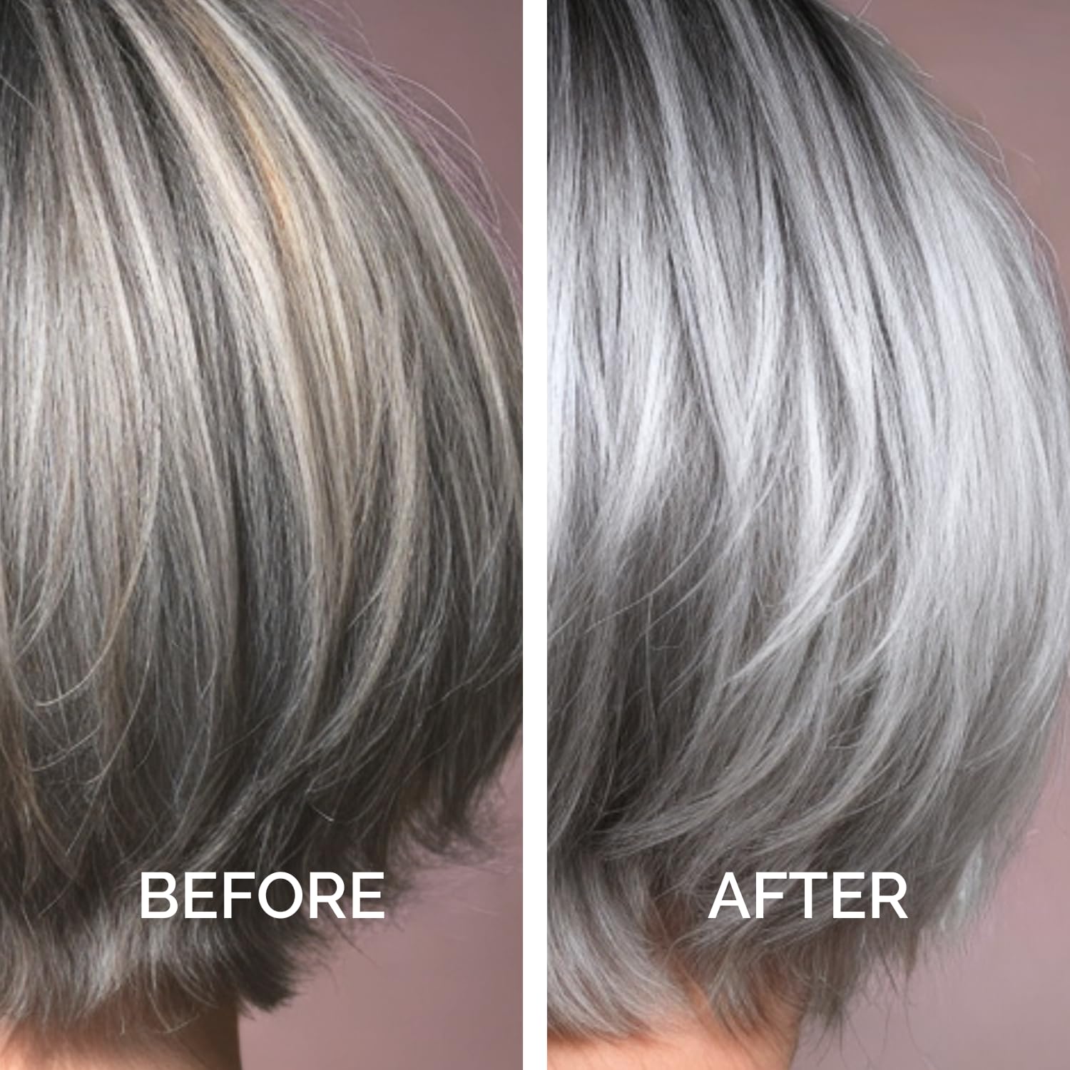 Just Nutritive Purple Shampoo bottle reflection emphasizes hydration and hair shine.