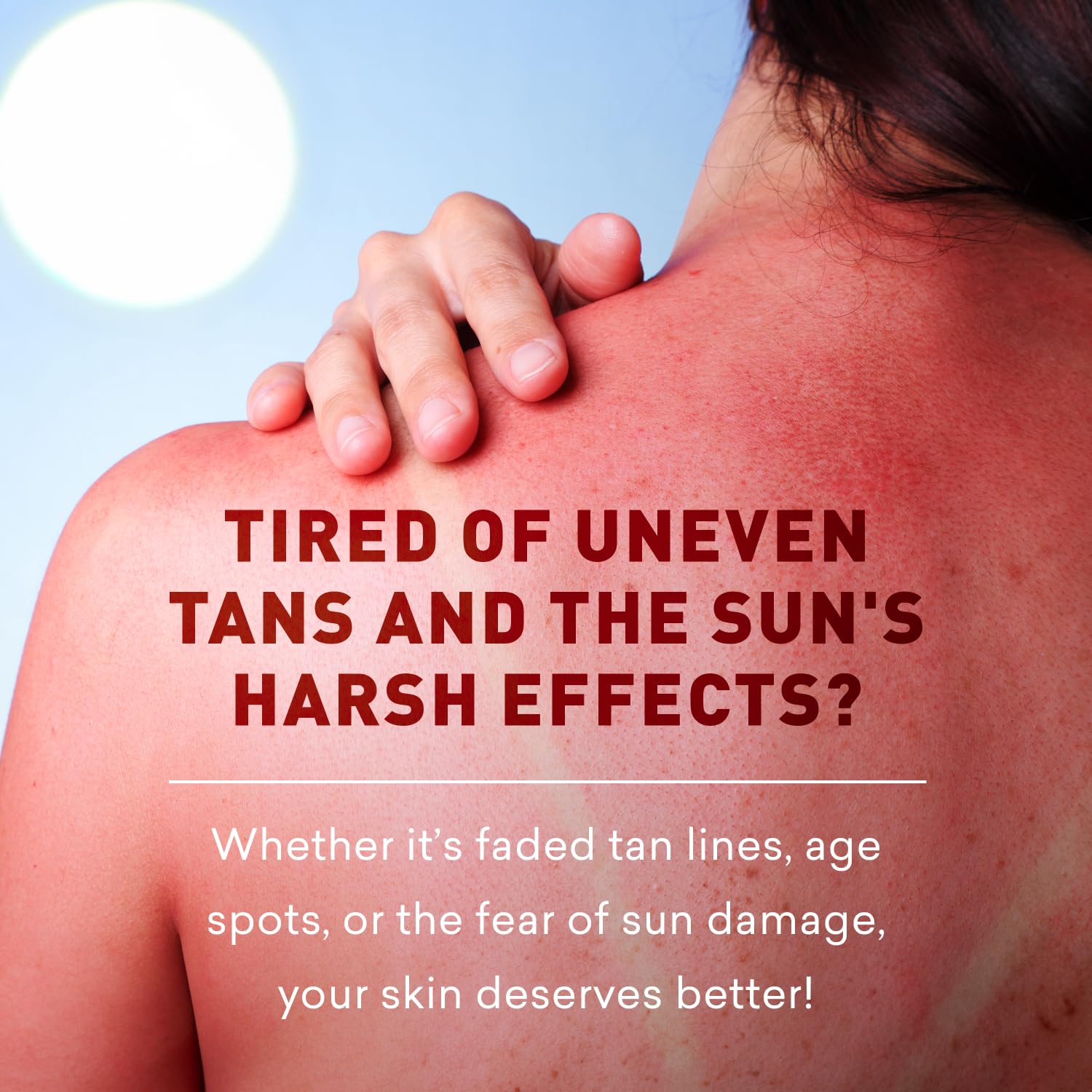 Just Nutritive sunless tanning lotion application on hands for easy, streak-free glow