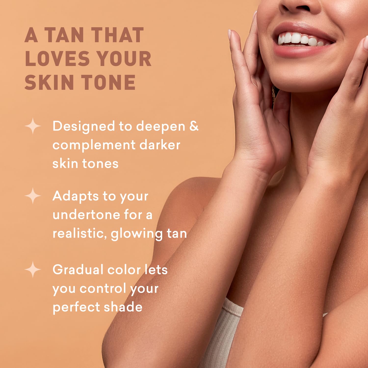 Just Nutritive Sunless Tanning Lotion Dark Tones on skin showing a natural-looking tan.
