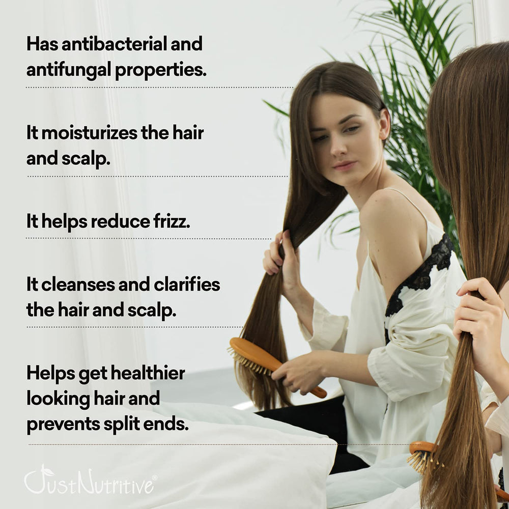 Just Nutritive Vinegar Nutritive Rinse shine on hair suggests added vitality for color-treated hair