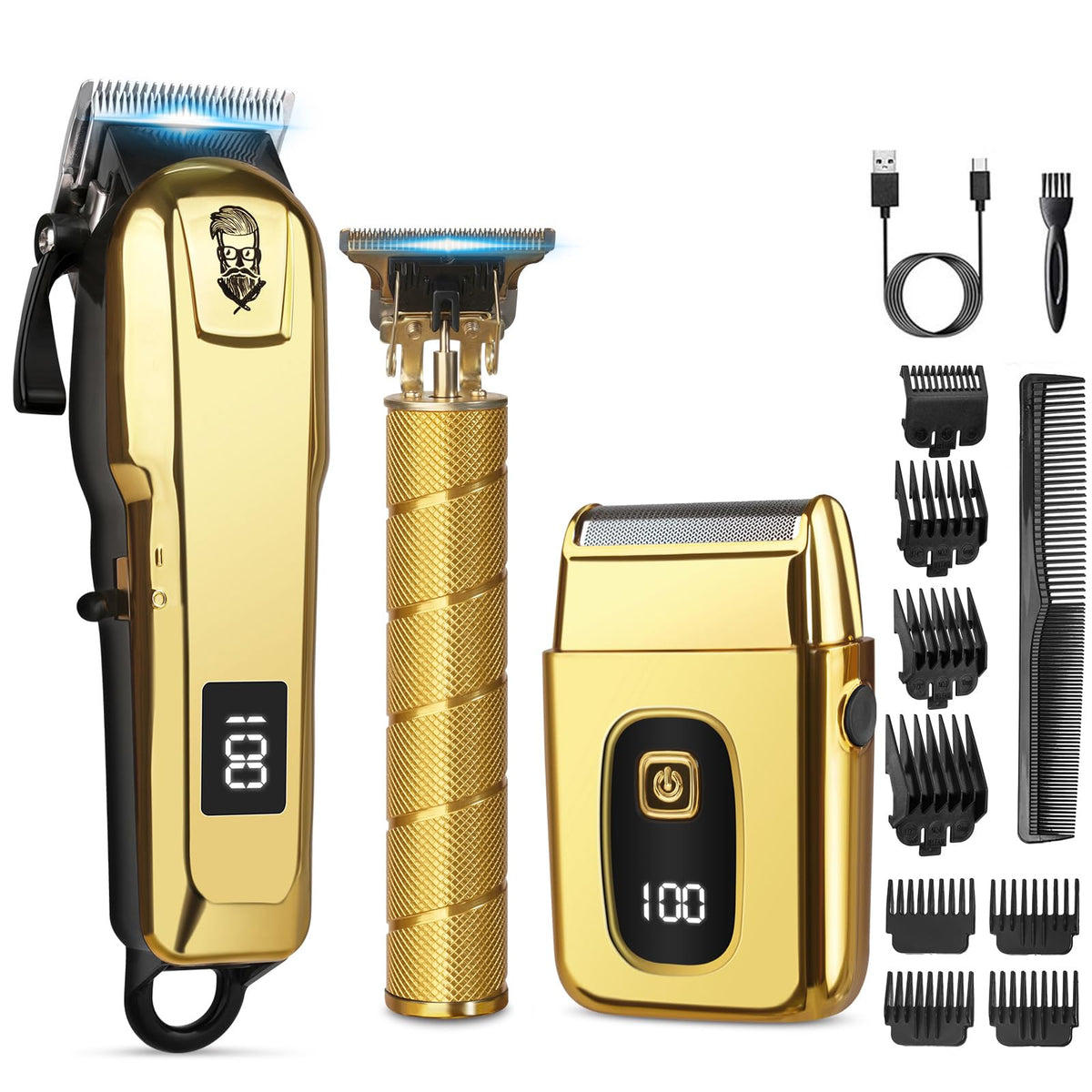 Justnard hair clippers front view, ergonomic and skin-friendly for smooth trims.