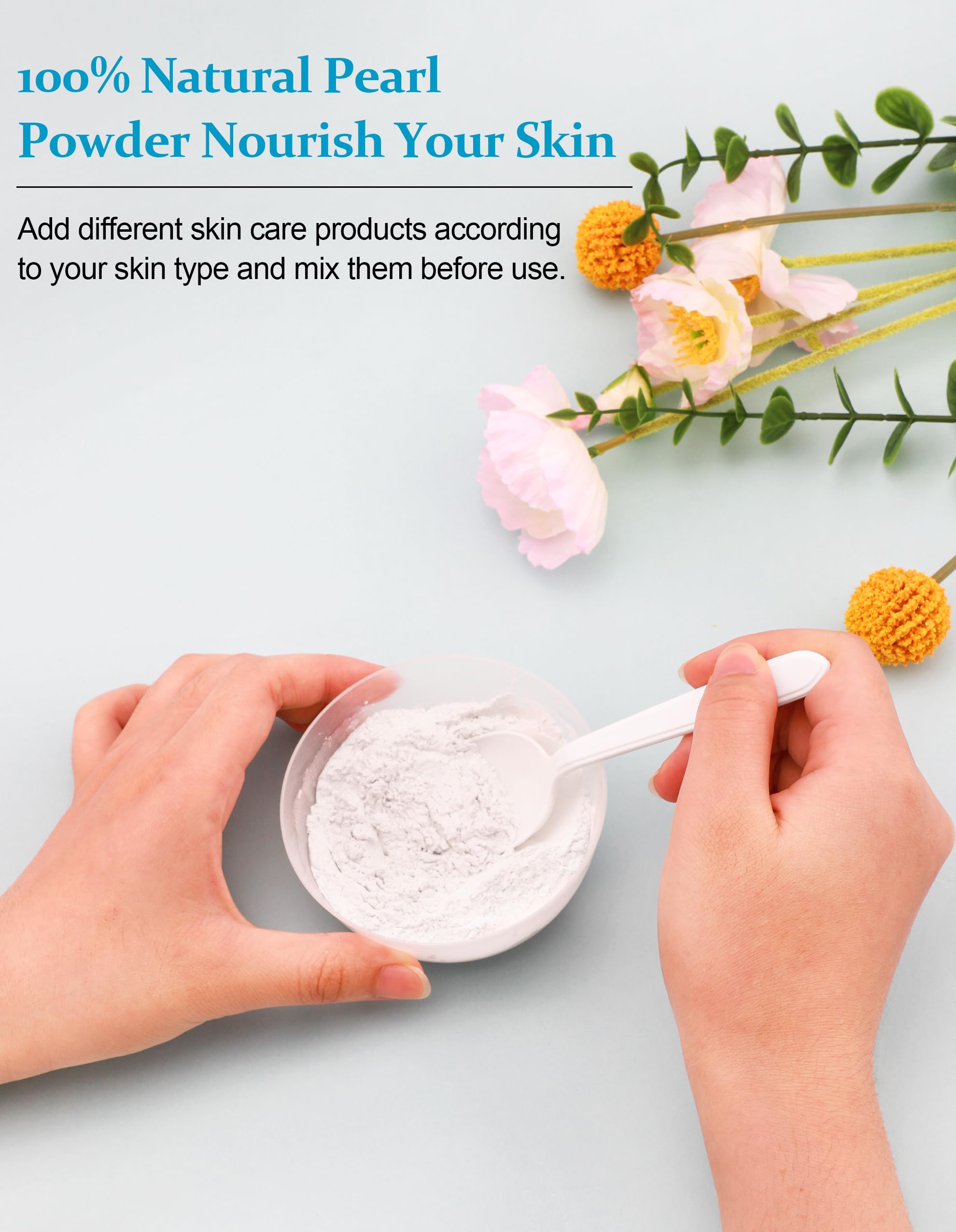 Jutqut pearl powder being mixed with water to form a smooth facial paste.