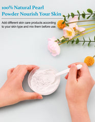 Jutqut pearl powder being mixed with water to form a smooth facial paste.