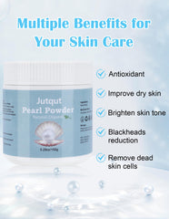 Jutqut freshwater pearl powder texture macro; silky powder for gentle exfoliation