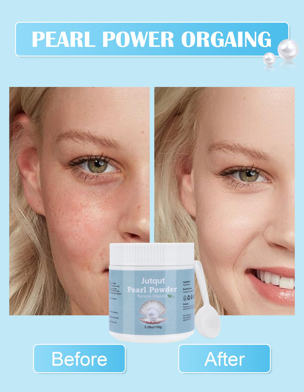 Jutqut pearl powder on face mask application in even layer