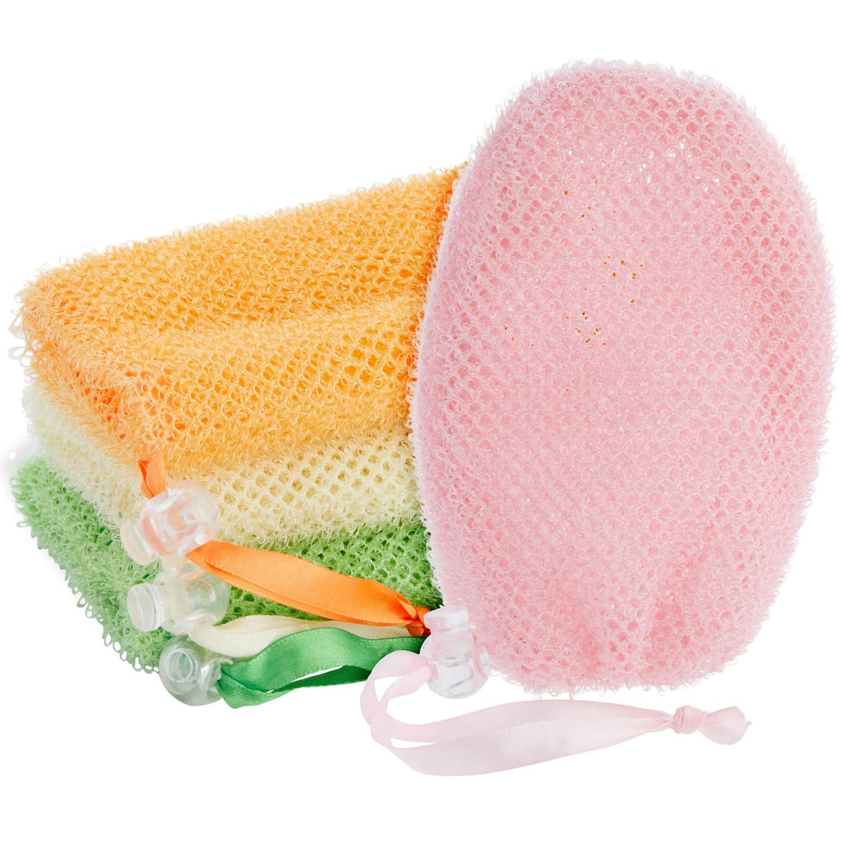 Juvale mesh bar soap pouch pink closeup demonstrates gentle exfoliation