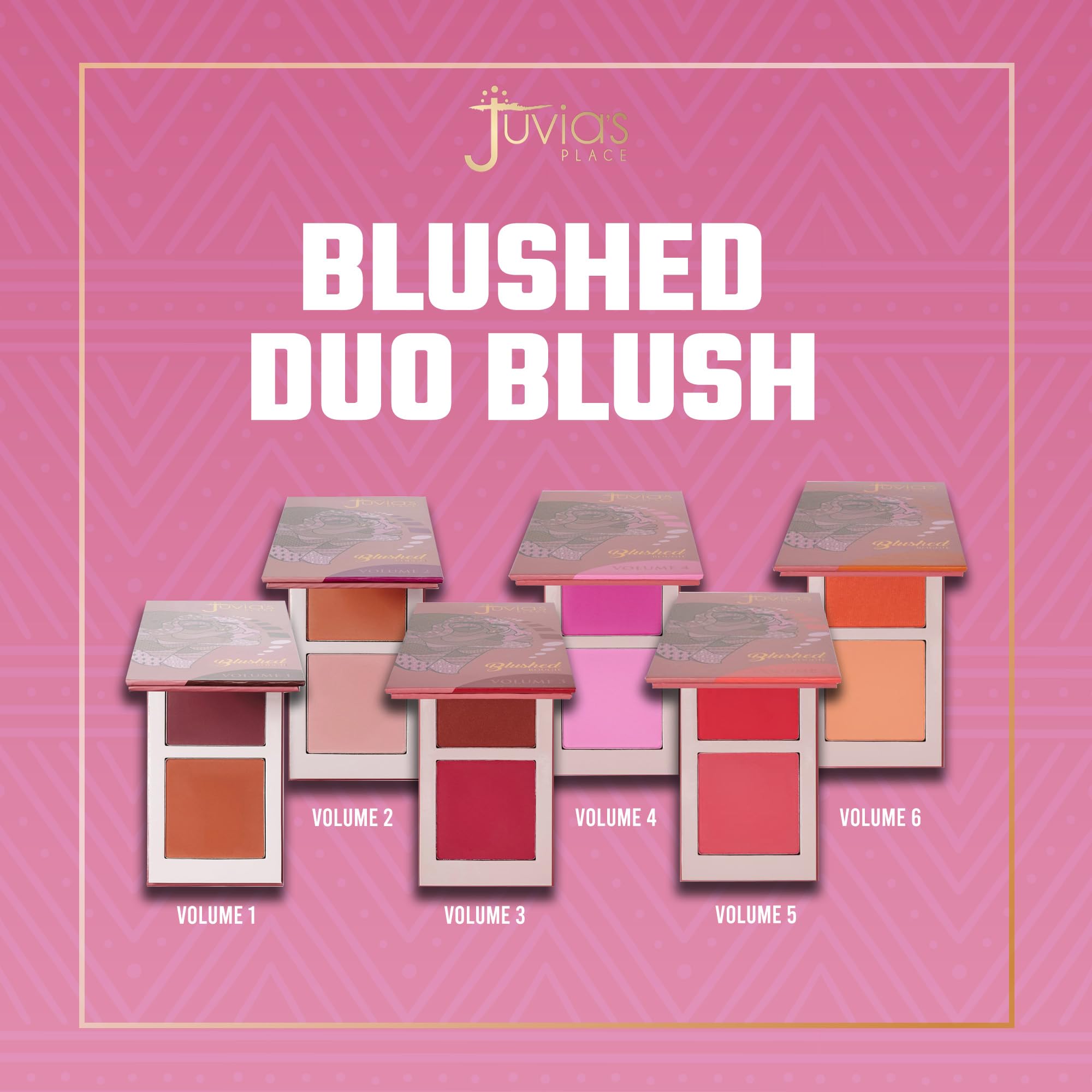Juvia's Place Blushed Duo Volume4 palette open with two complementary shades for versatile looks.