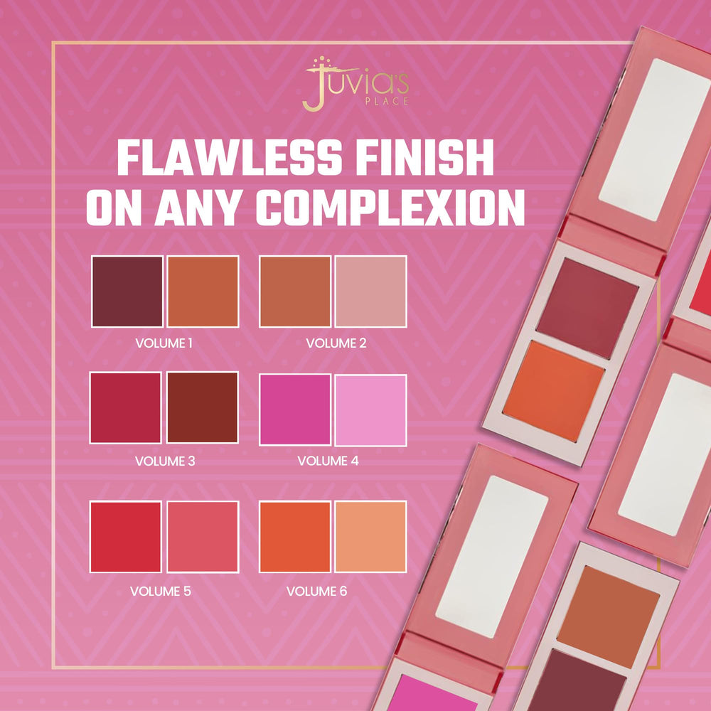 Juvia's Place Blushed Duo Volume4 two shades swatch on skin for buildable color.