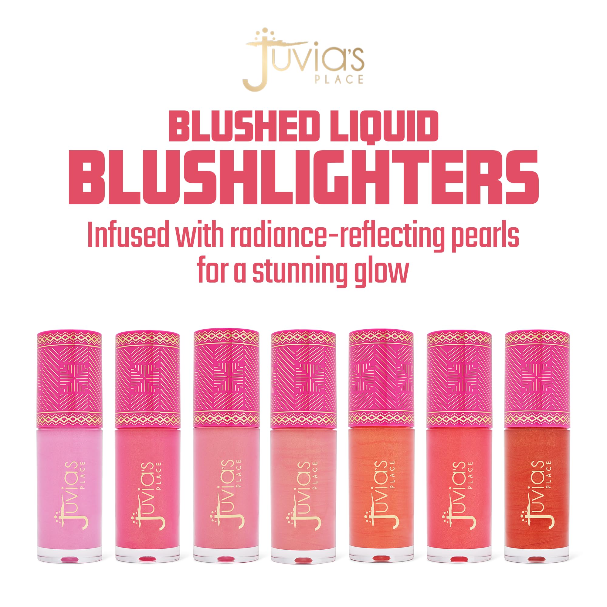 Juvia's Place Blushed Liquid BlushLighter swatch shows pigmented color for diverse skin tones.
