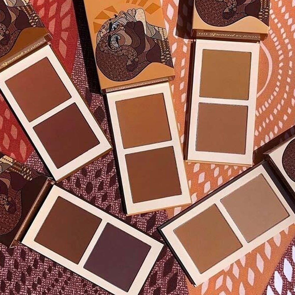 Juvia's Place Bronzed Duo packaging close-up emphasizing long-wear promise