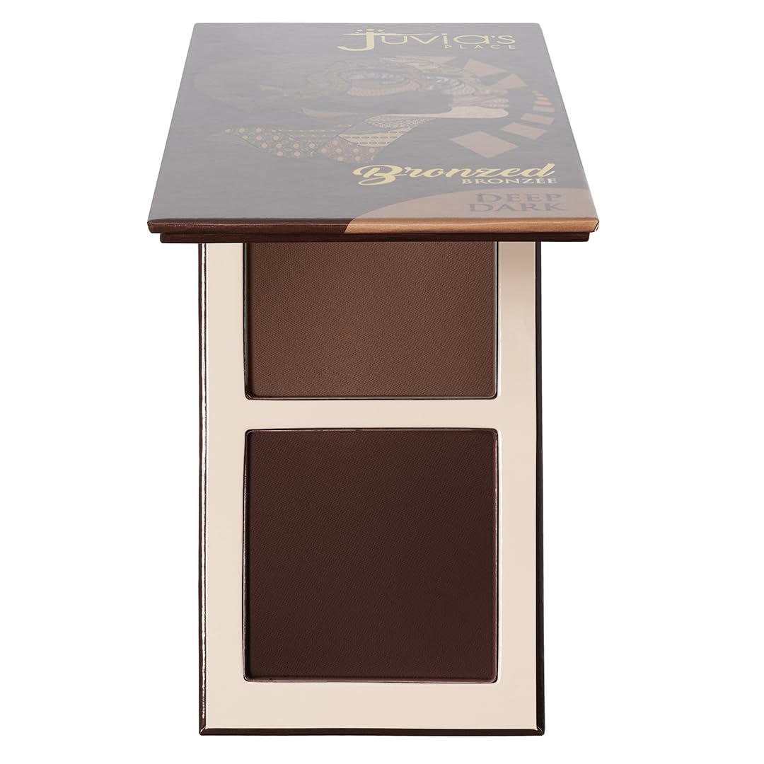 Juvia's Place Bronzed Duo bronzer deep dark packaging shows buildable soft matte warmth.