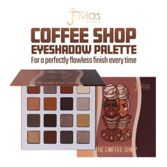 Juvia's Place Coffee Shop palette swatches reveal tan to chocolate tones for smooth transitions.