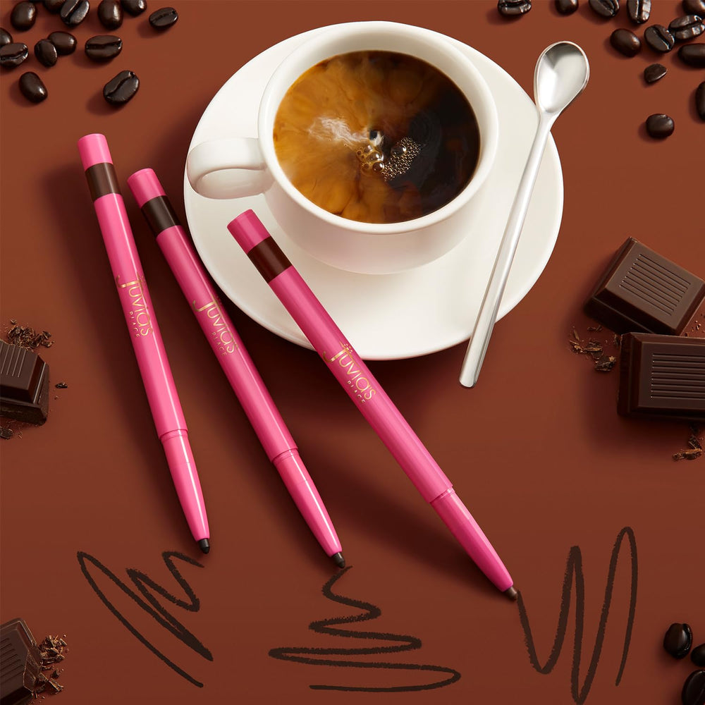 Juvia's Place Coffee Shop Luxe Lip Liner Cocoa Latte closeup highlights rich color depth for impact.