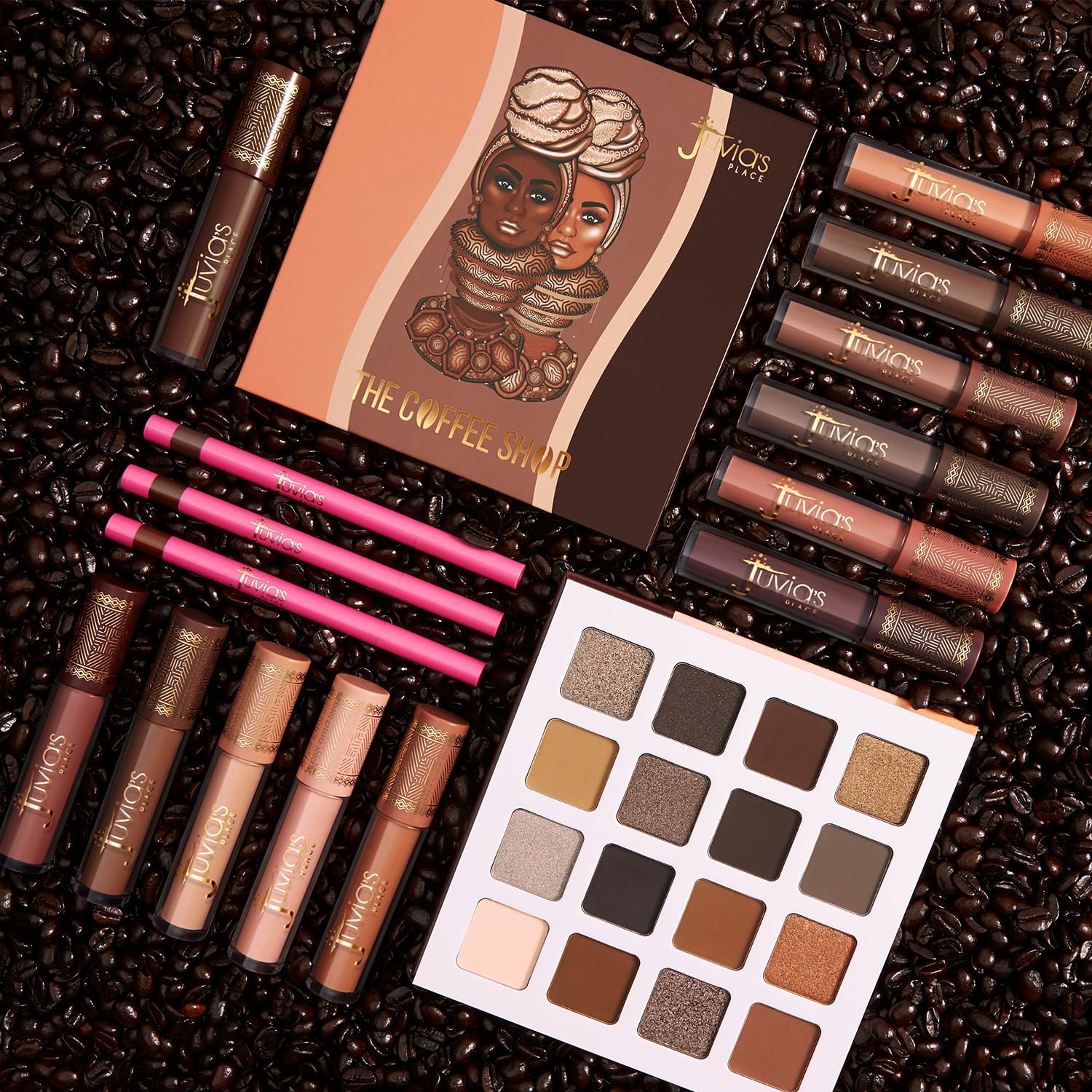 Juvia's Place Coffee Shop Luxe Lip Liner Coffee Bean on lip offers bold, evening-ready definition.