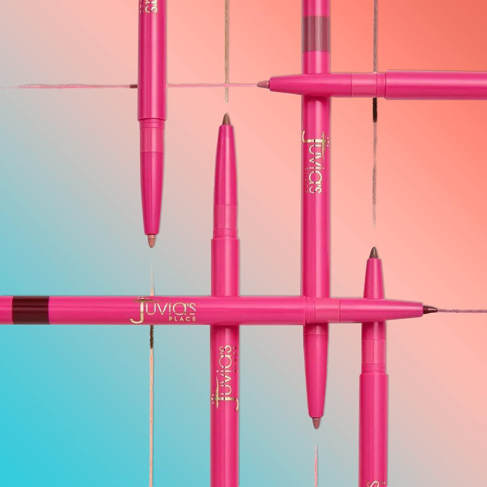 Juvia's Place Coffee Shop Luxe Lip Liner Mauve on lips provides versatile day-to-night wear.
