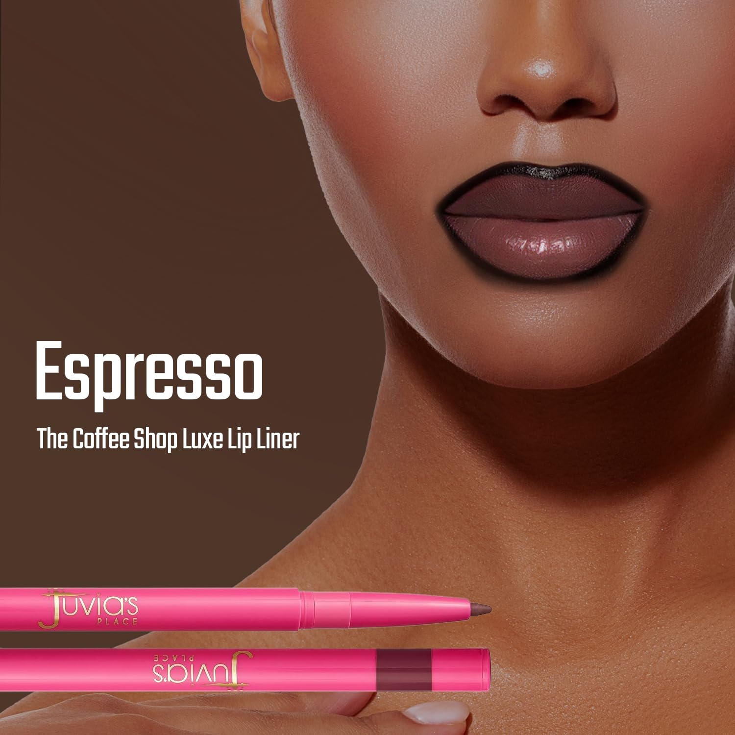 Juvia's Place Coffee Shop Luxe Lip Liner Nude shade application for everyday natural looks.