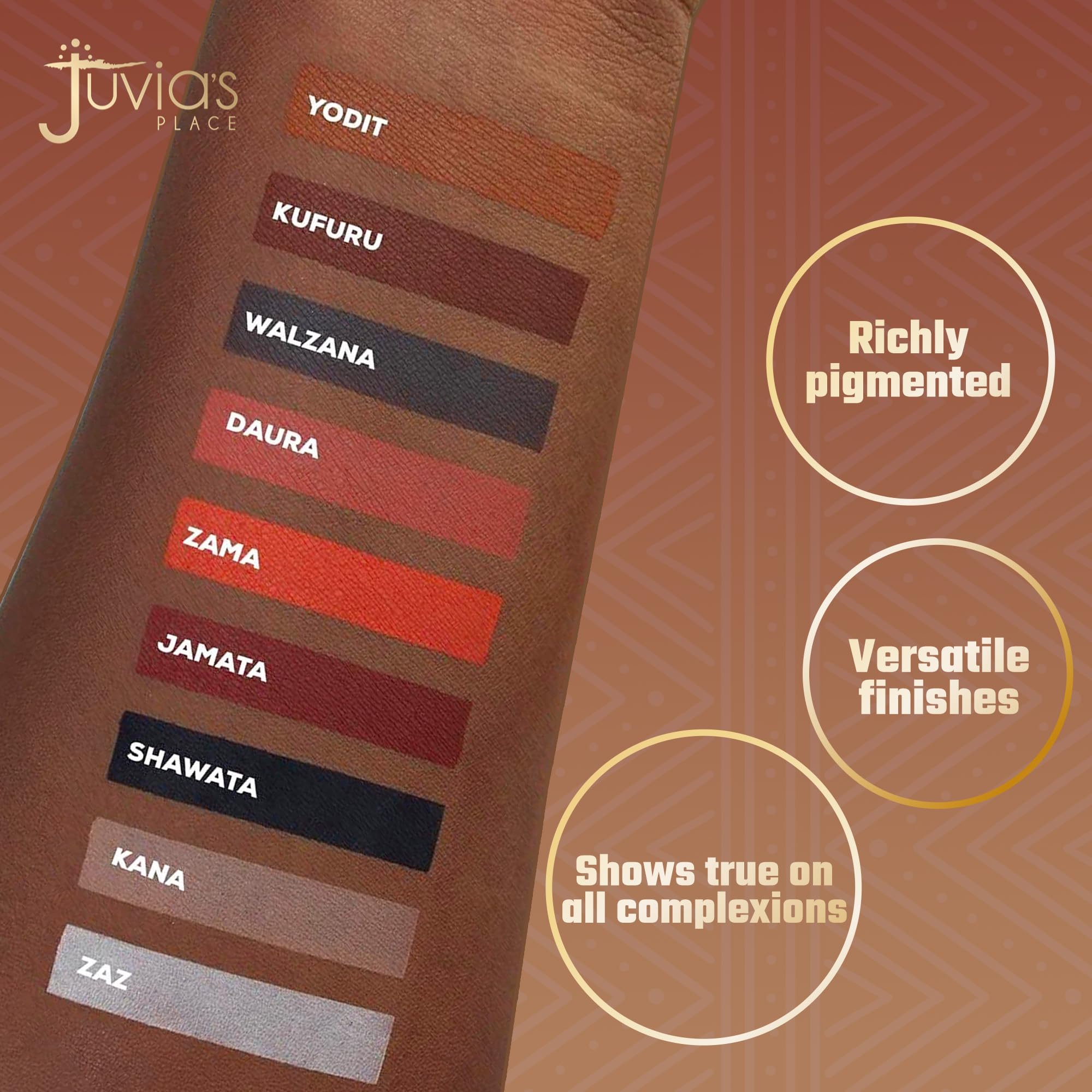 Juvia's Place Warrior 2 palette open swatches showcase pigment-rich shades for versatile day-to-night looks.