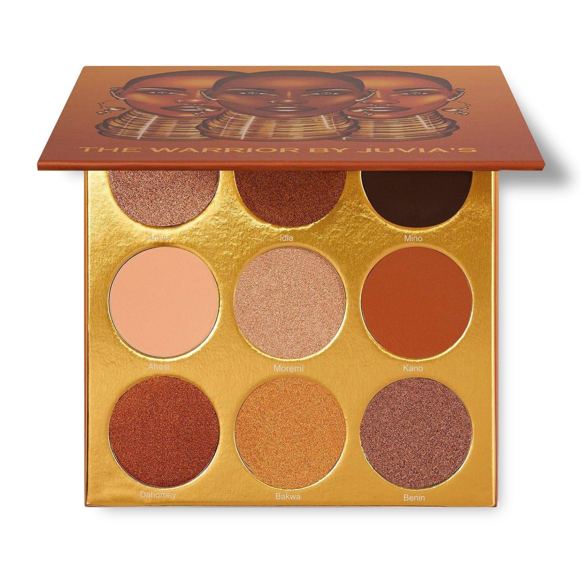 Juvia's Place Warrior palette cover shot highlights warm golds for versatile eye looks