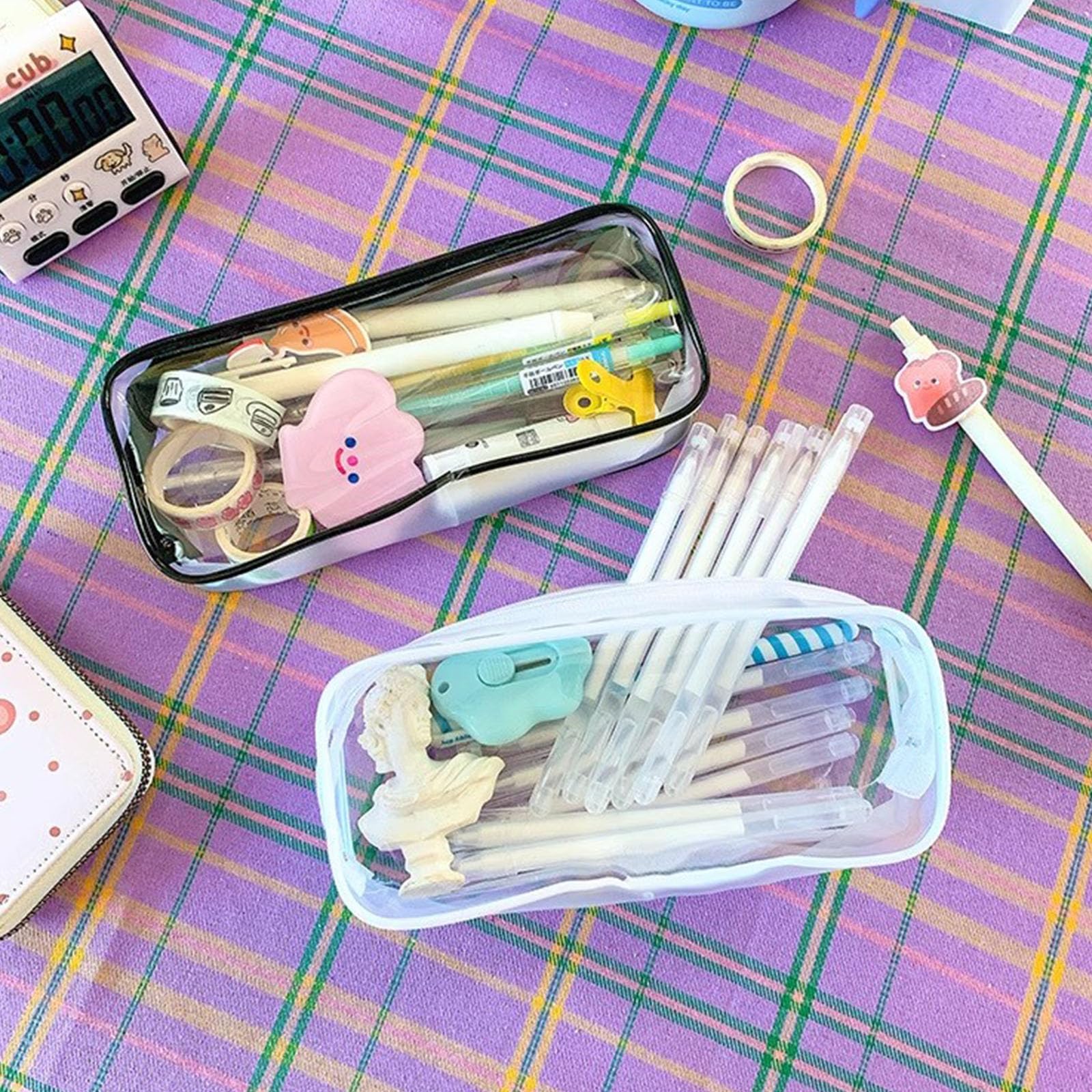 Juxiamal multi-use pouch keeps cosmetics, toiletries, or stationery organized.