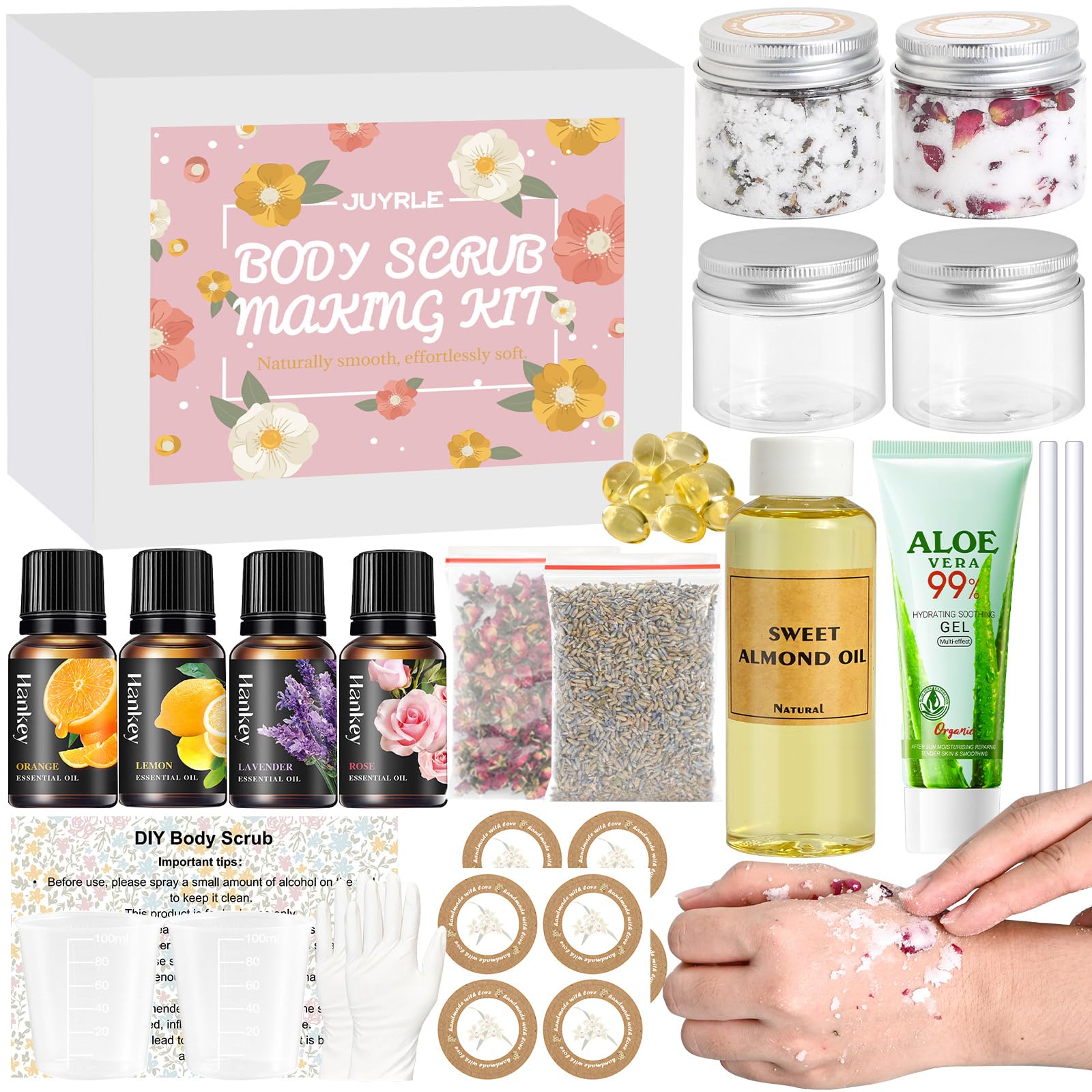 JUYRLE body scrub making kit gift box offers a ready-to-gift spa at home.