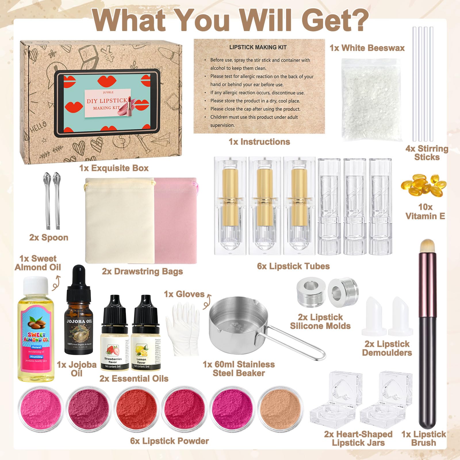 JUYRLE lip kit packaging displayed as a gift ready set for creativity