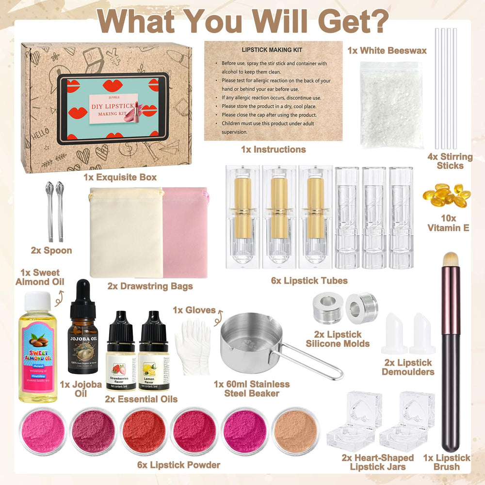 JUYRLE lip kit packaging displayed as a gift ready set for creativity