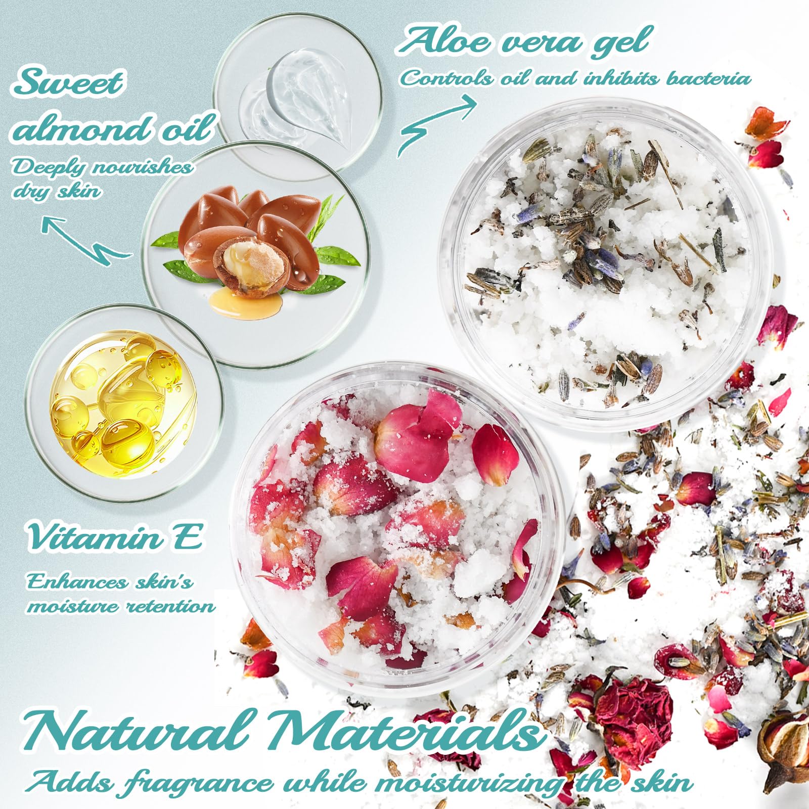 JUYRLE shower jars and gloves capture a clean, mess-free DIY session.