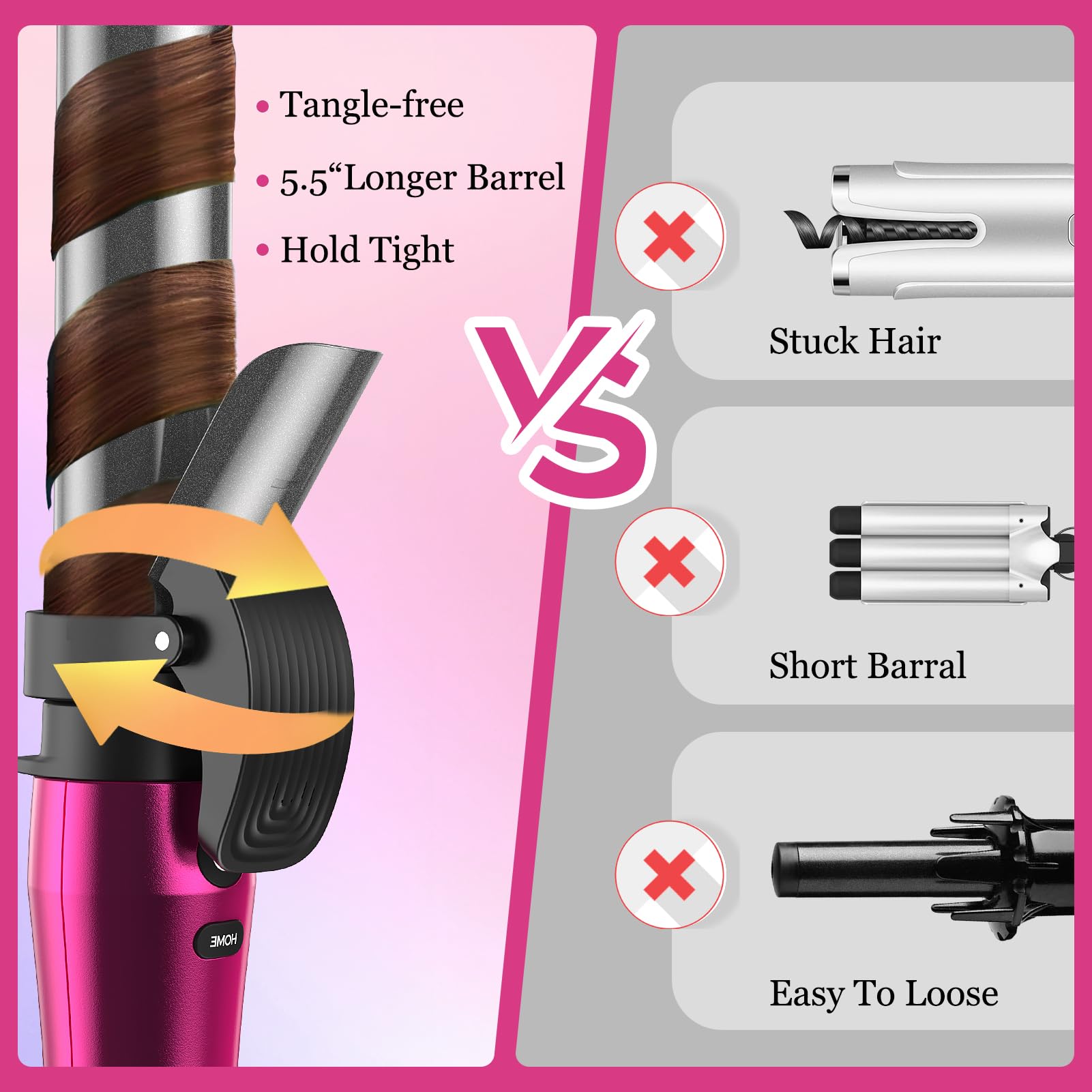 JVAXS Auto 360 curling iron set 1.25-inch barrel for beachy waves